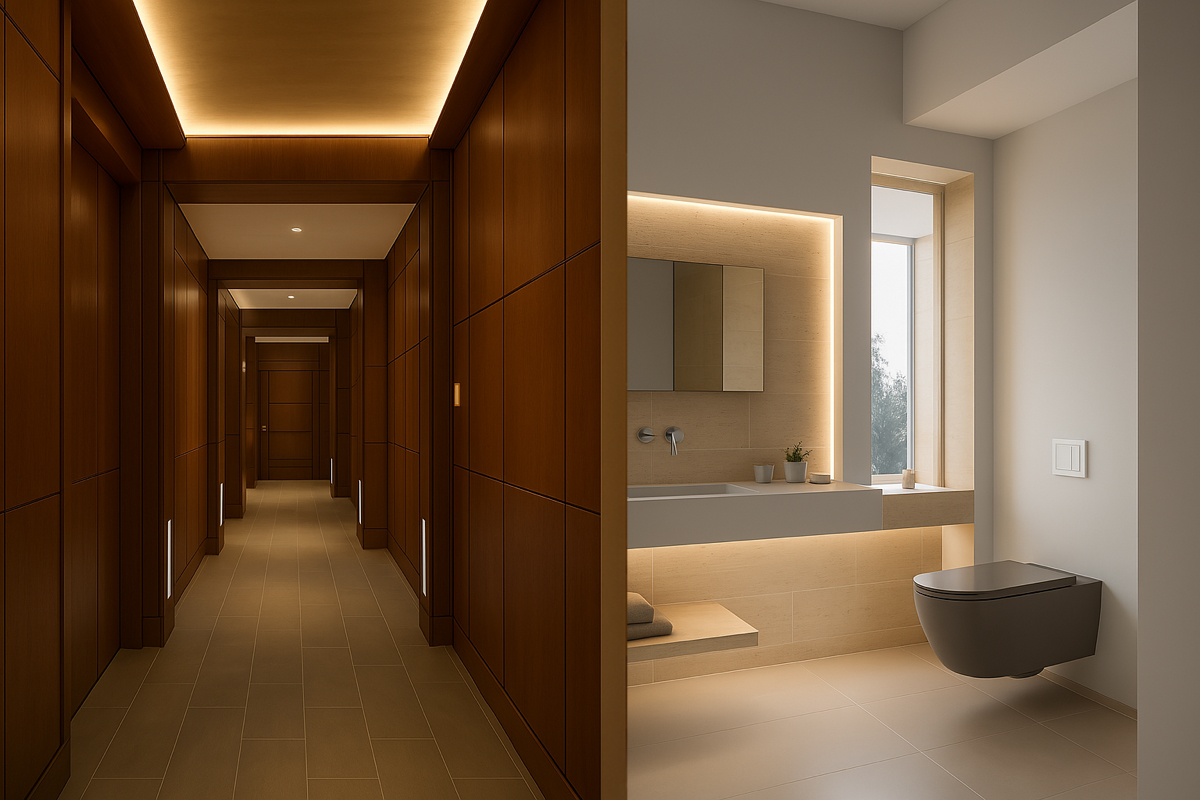 Bathroom and Hallway lighting with LED strips