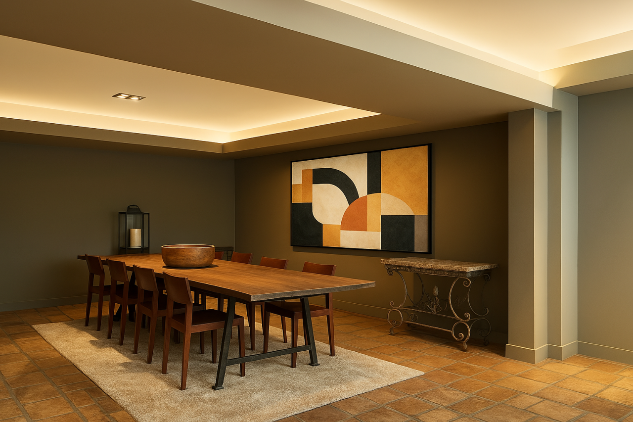 General lighting with LED strips in the dining room