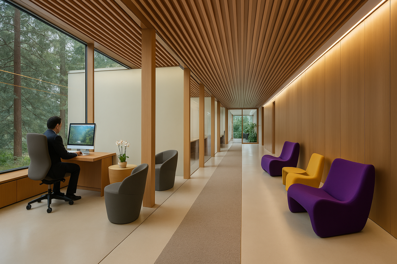 LED strip lines of light for office lighting with reduced glare
