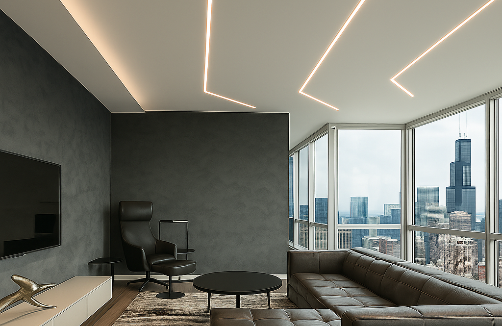 LED strip linear lighting fixtures for luxury residential