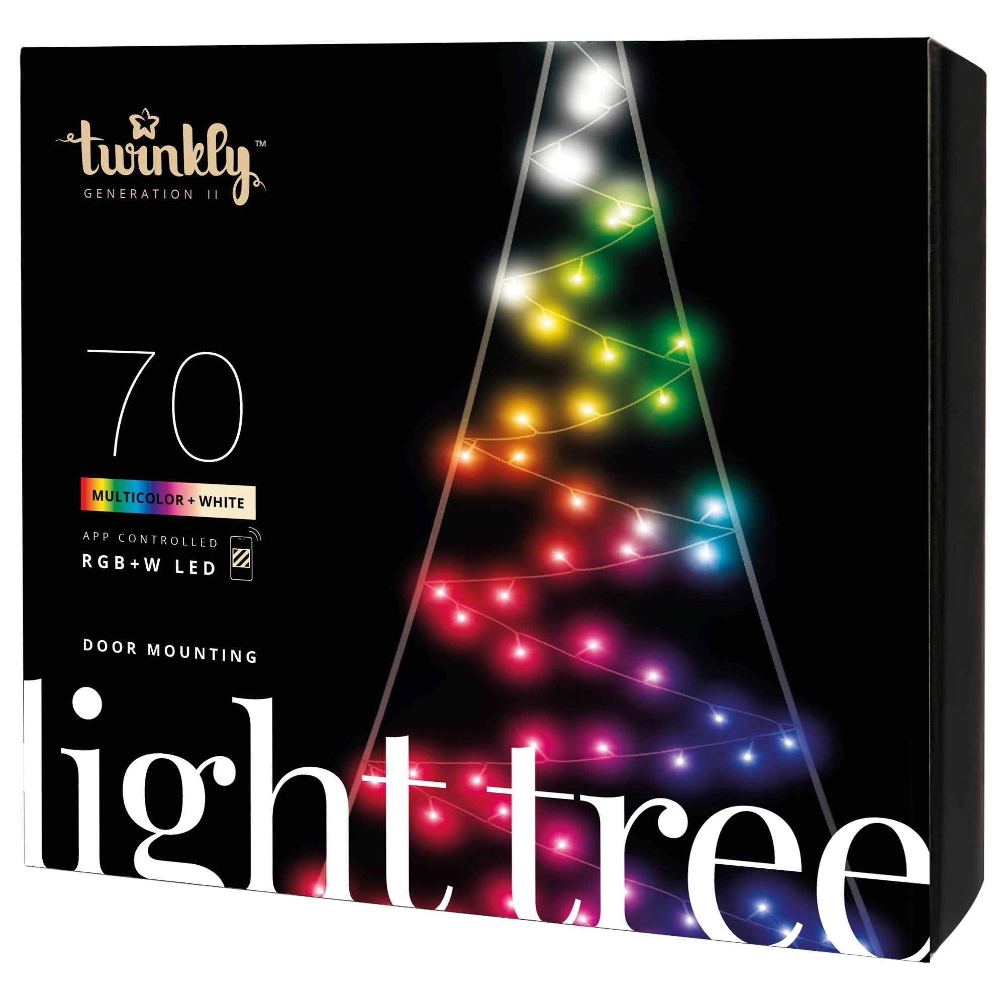 Twinkly LED tree wall decoration 70 LEDs RGB+W 2m app controlled