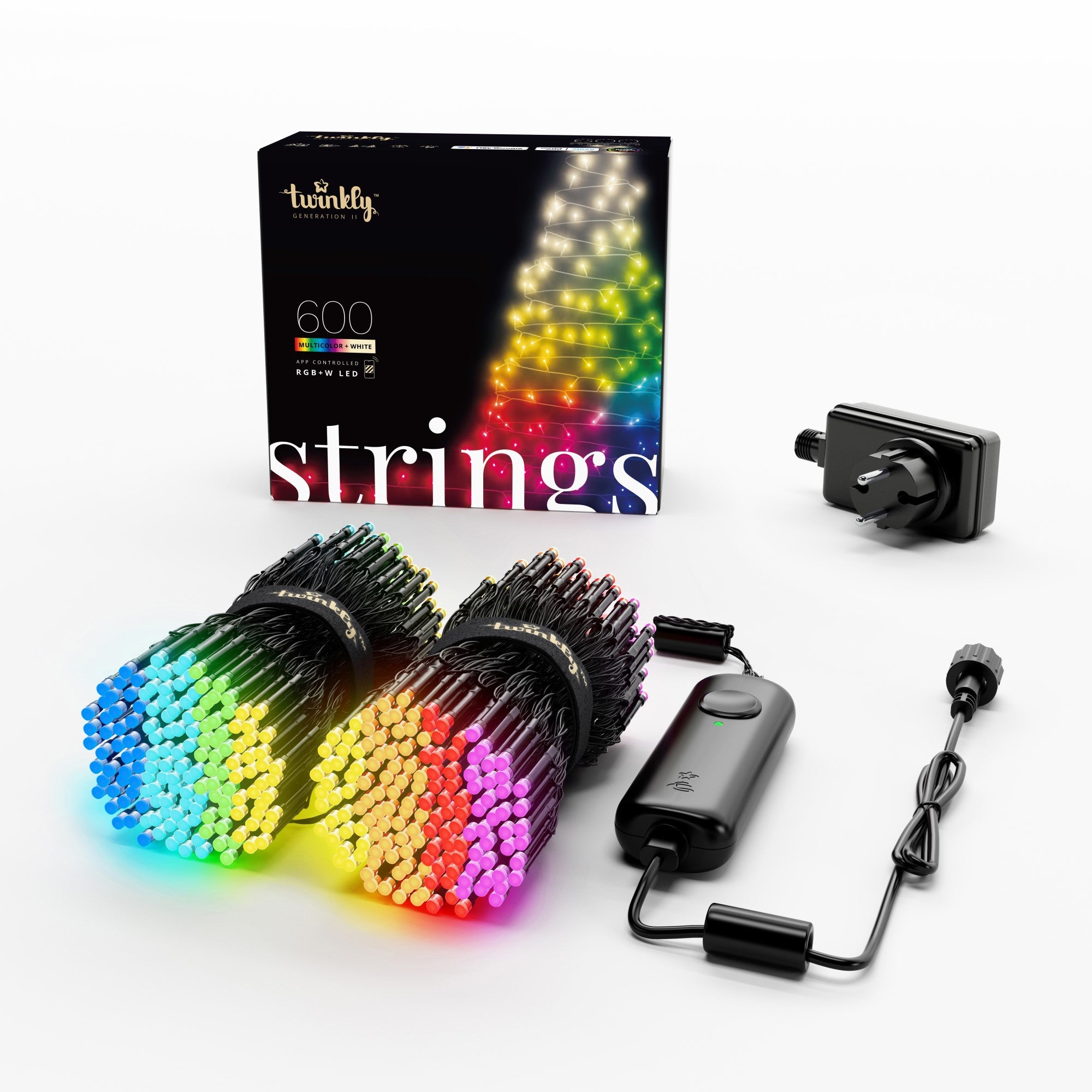 Twinkly Strings LED fairy lights RGB+W app controlled 600 LEDs 48m