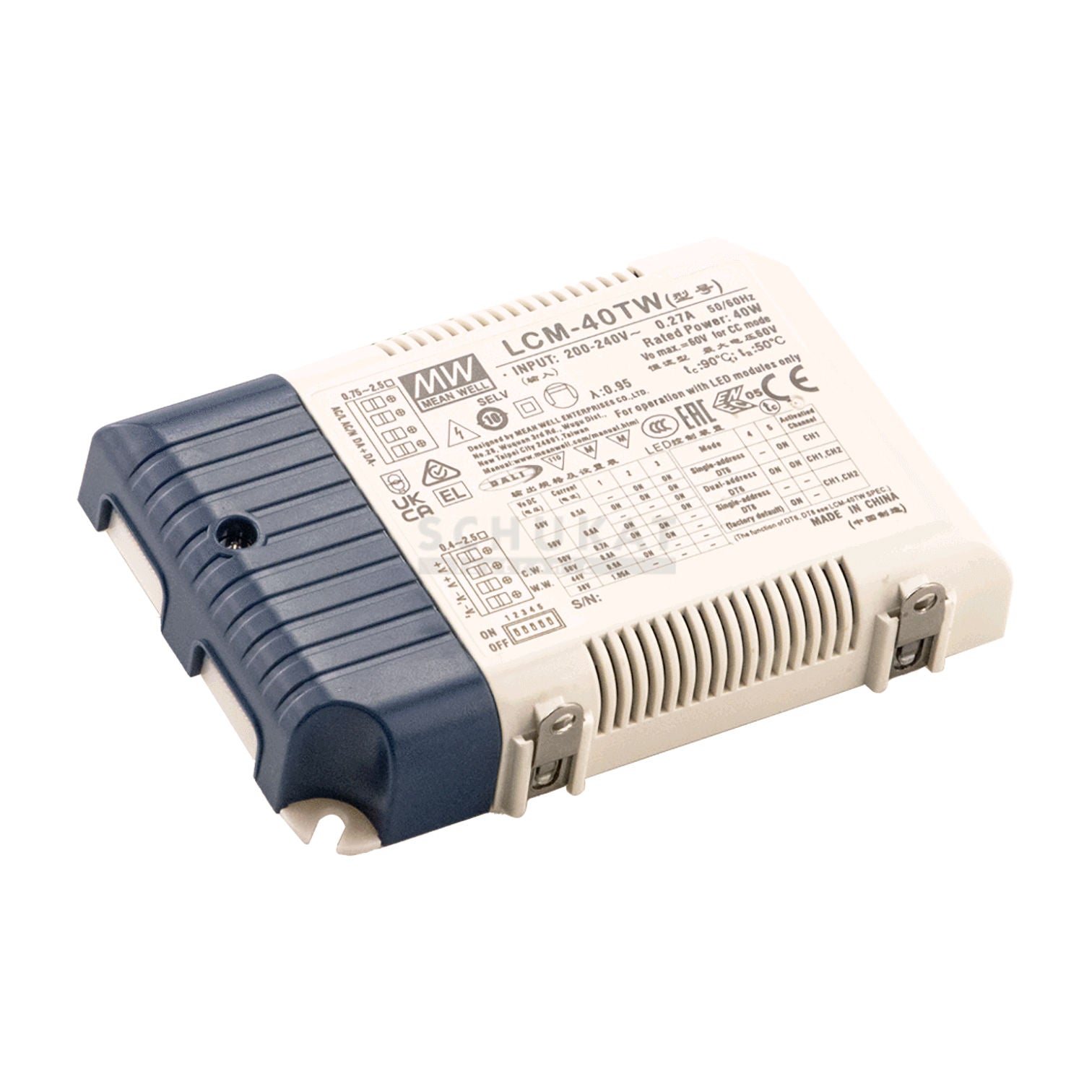 Constant current LED driver Mean Well LCM-40TW 500 > 1050 mA 230V to 20 > 50VDC DIM Tunnable White