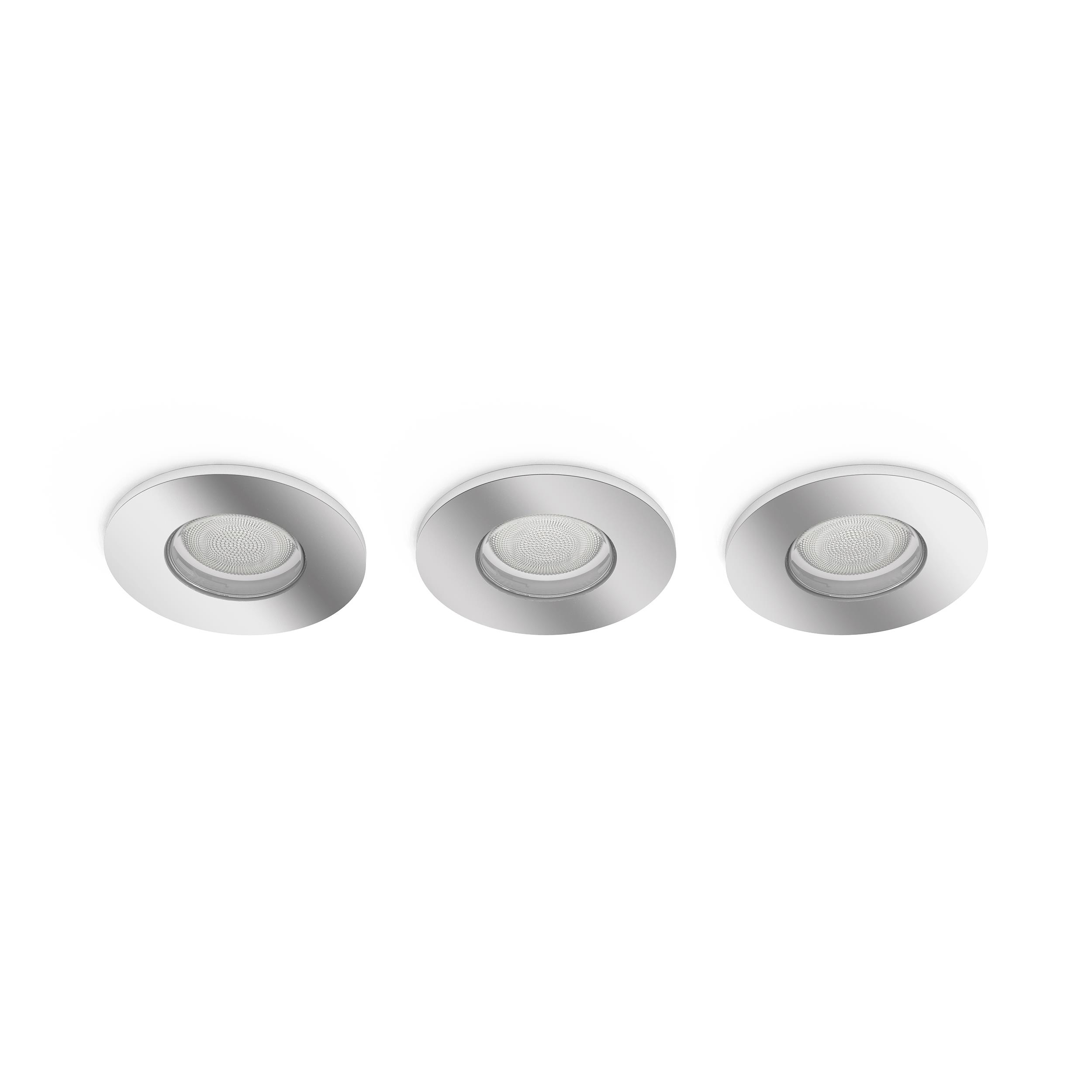 Philips Hue White and Color Ambiance LED Recessed Spotlight Xamento Set of 3 silver 3x 350lm IP44