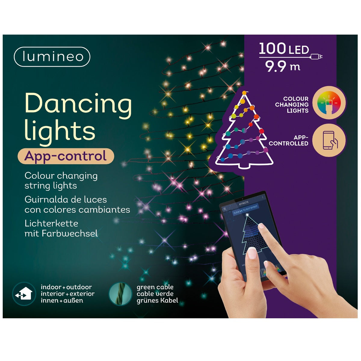 Lumineo LED fairy lights Dancing Lights RGB multifunction app controlled 100 LEDs 9.9m