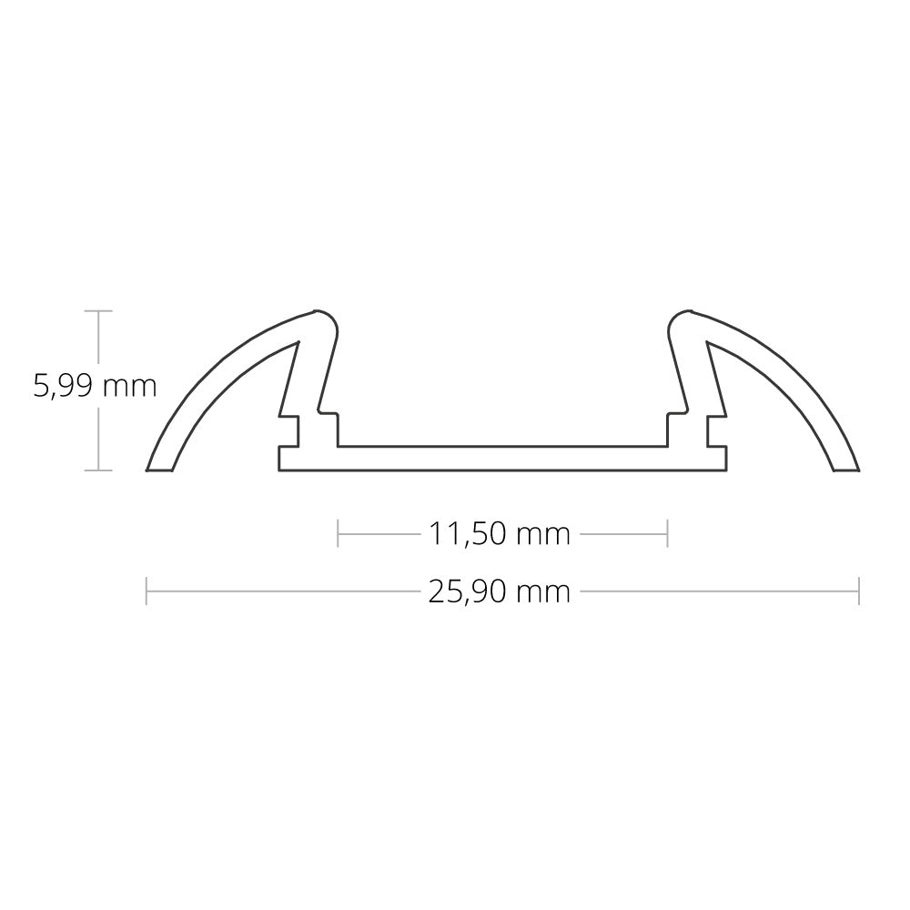 Alutflat PO17 Aluminium LED Profile with Wings 1000mm - view 2