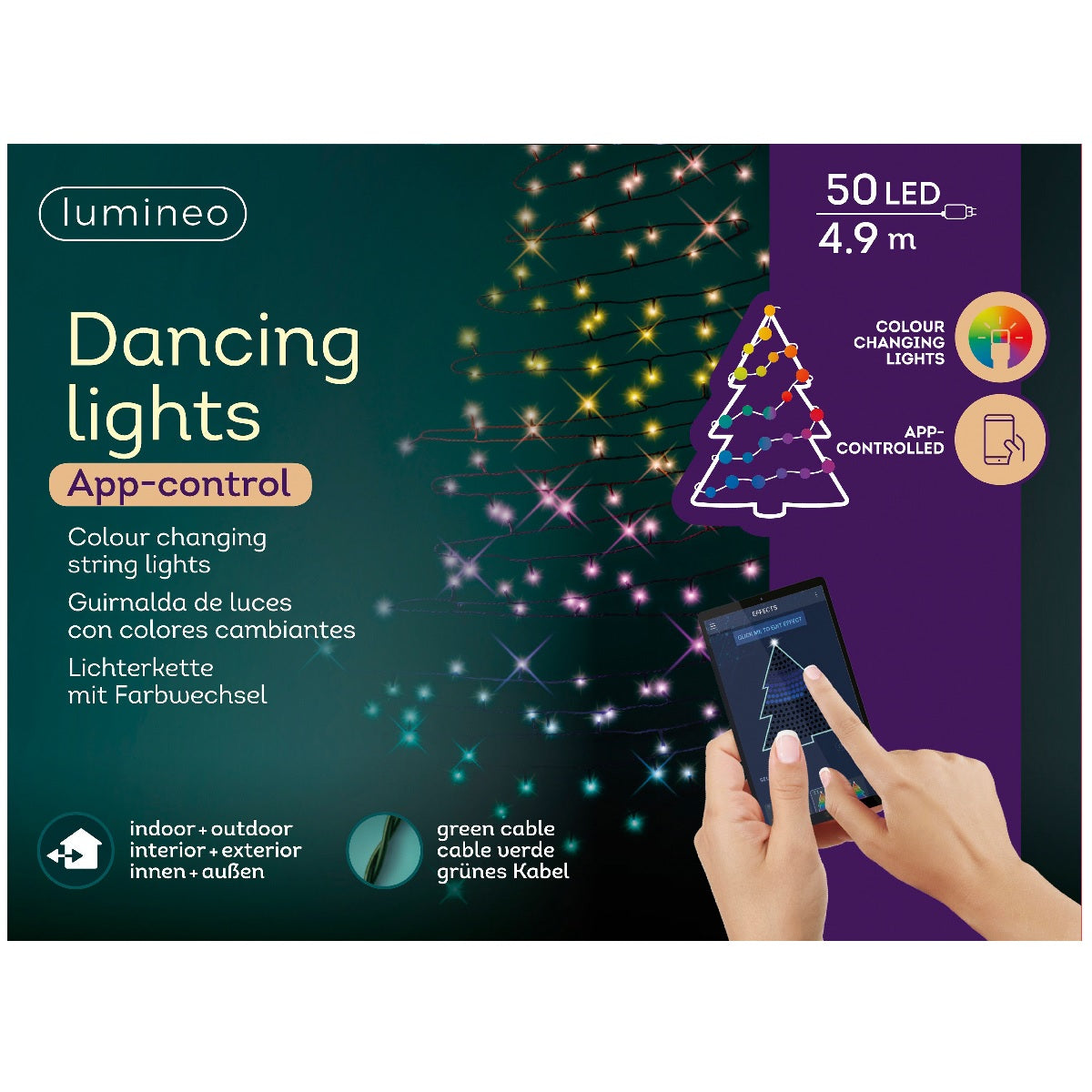 Lumineo LED fairy lights Dancing Lights RGB multifunction app controlled 50 LEDs 4.9m