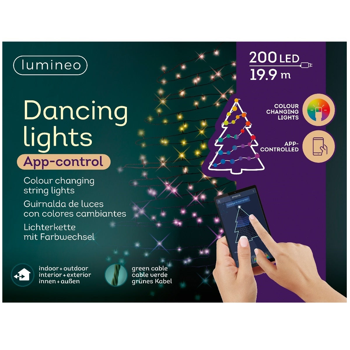 Lumineo LED fairy lights Dancing Lights RGB multifunction app controlled 200 LEDs 19.9m
