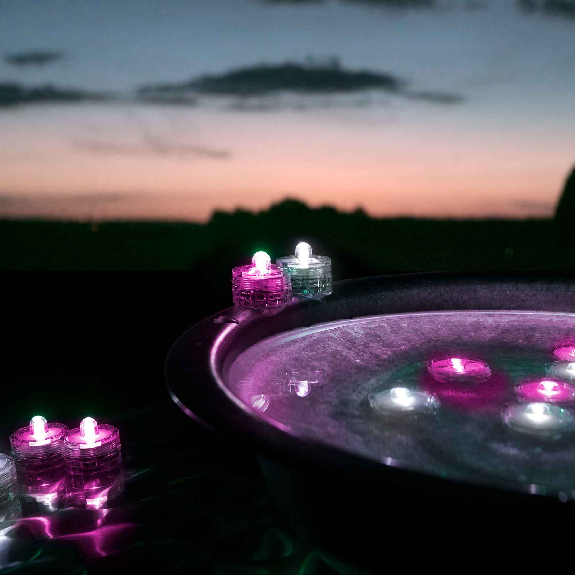 LED tea light Set of 2, waterproof, pink