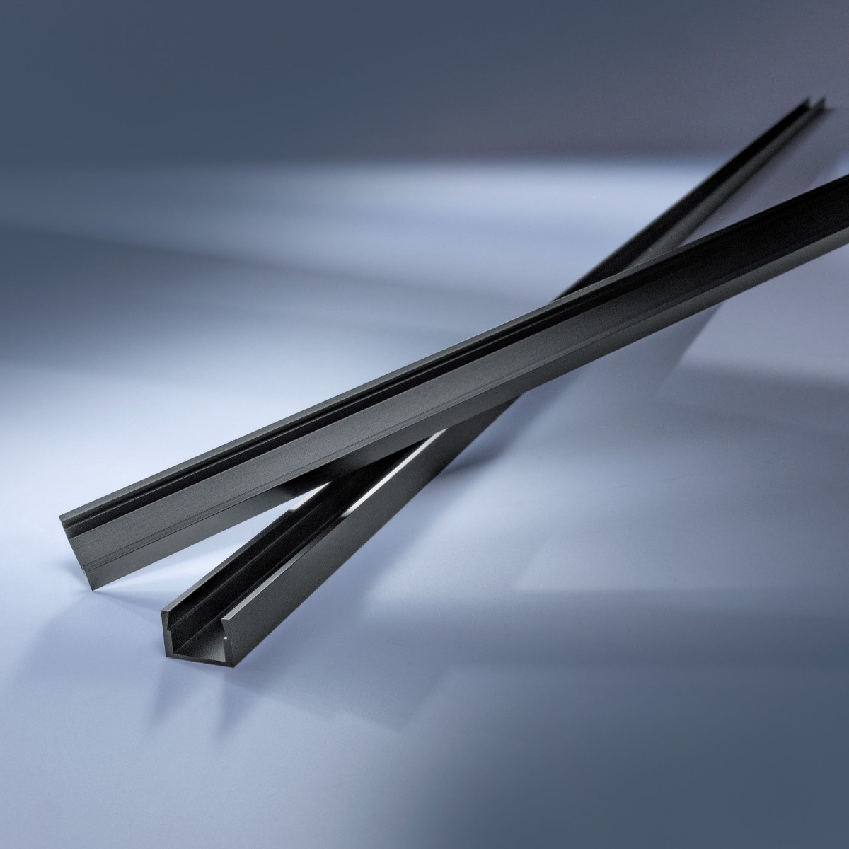 Aluminum profile Aluflex deep-flat for surface and cove LED strip lights 102cm black anodized