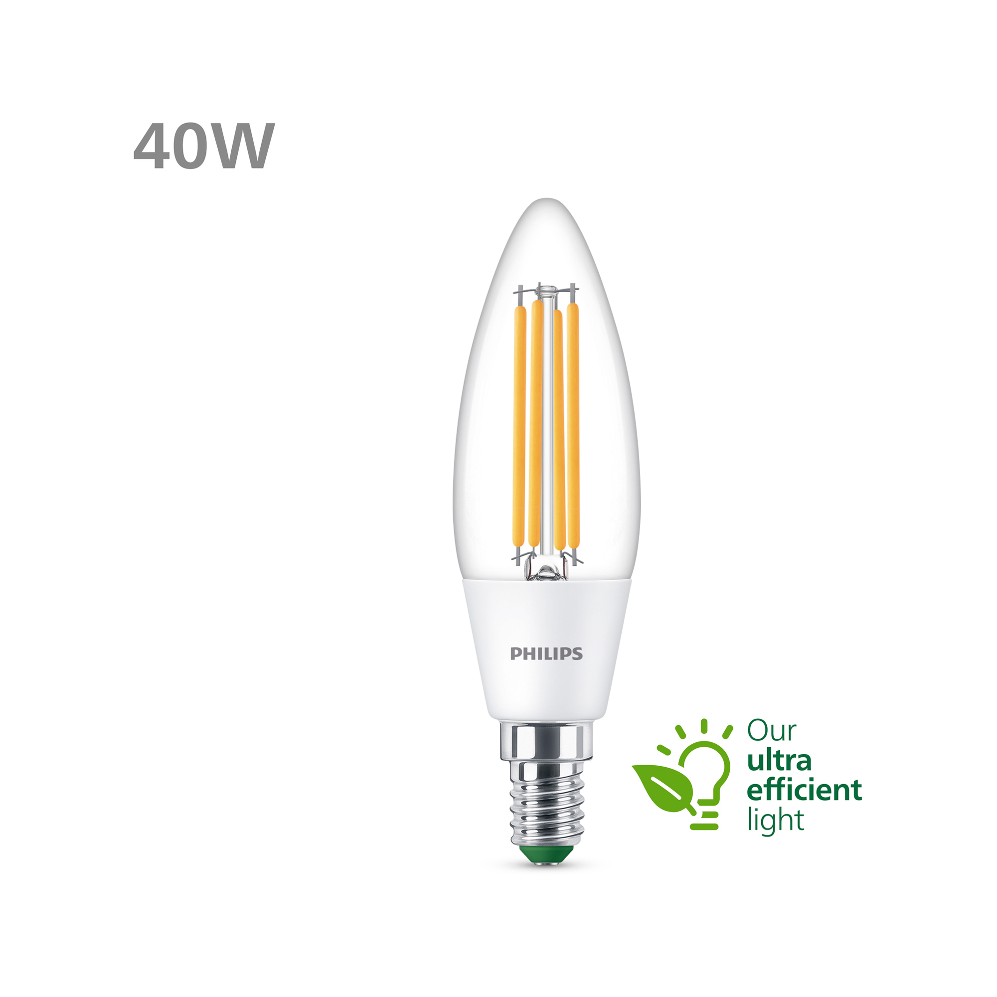 Philips Filament LED Bulb 2.3-40W E14 840 A-class clear 485lm 4000K