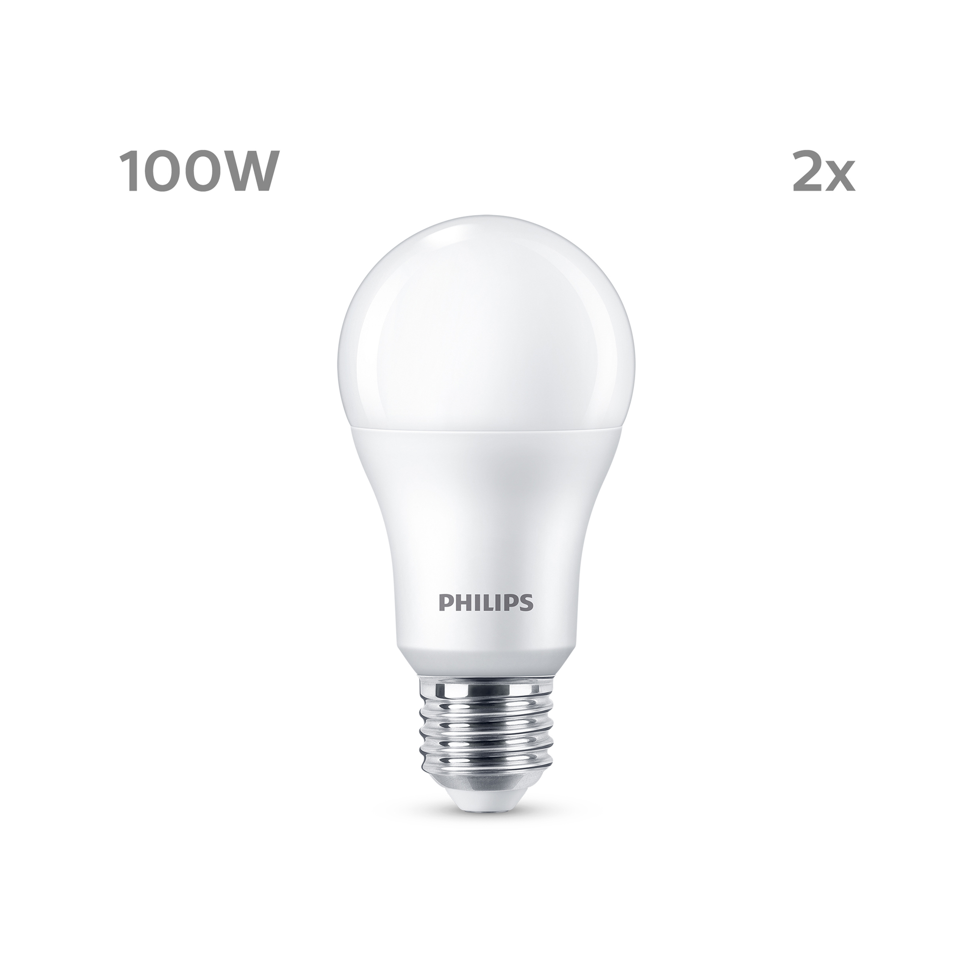 Philips LED Bulb Double Pack 13-100W E27 840 matt 1521lm 4000K