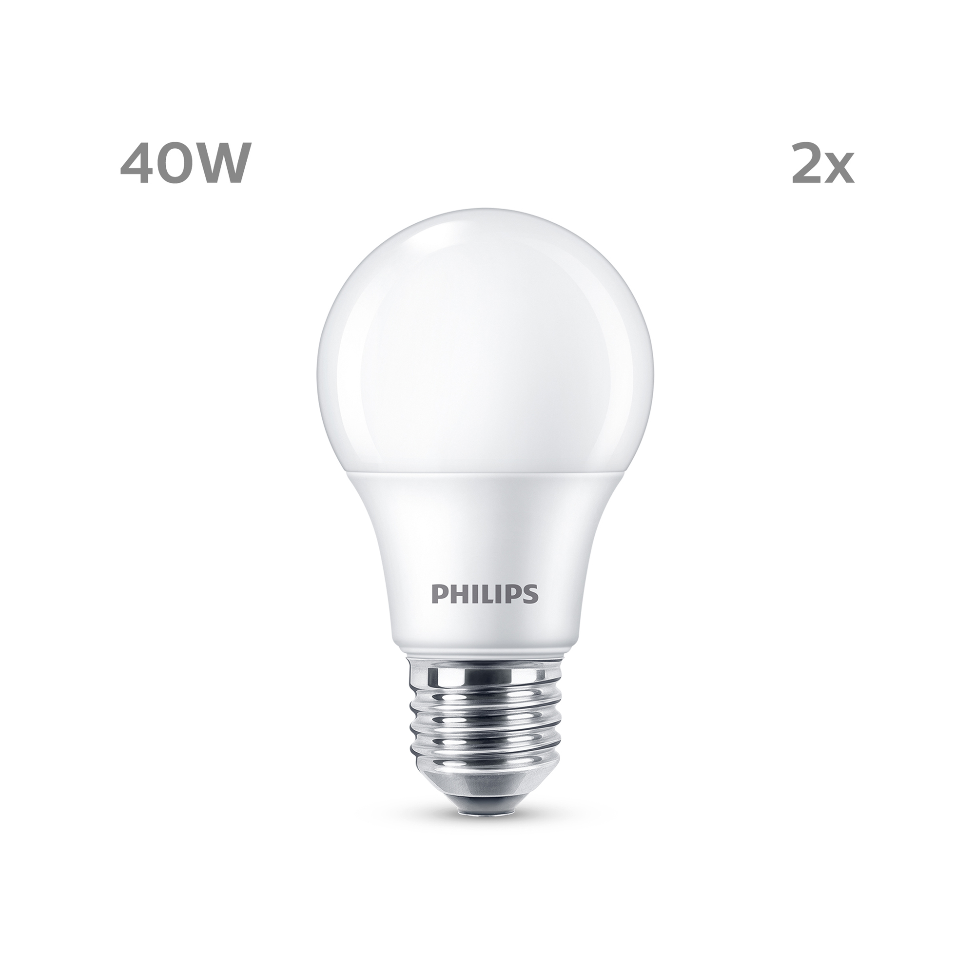 Philips LED Bulb Double Pack 4.9-40W E27 827 matt 470lm 2700K