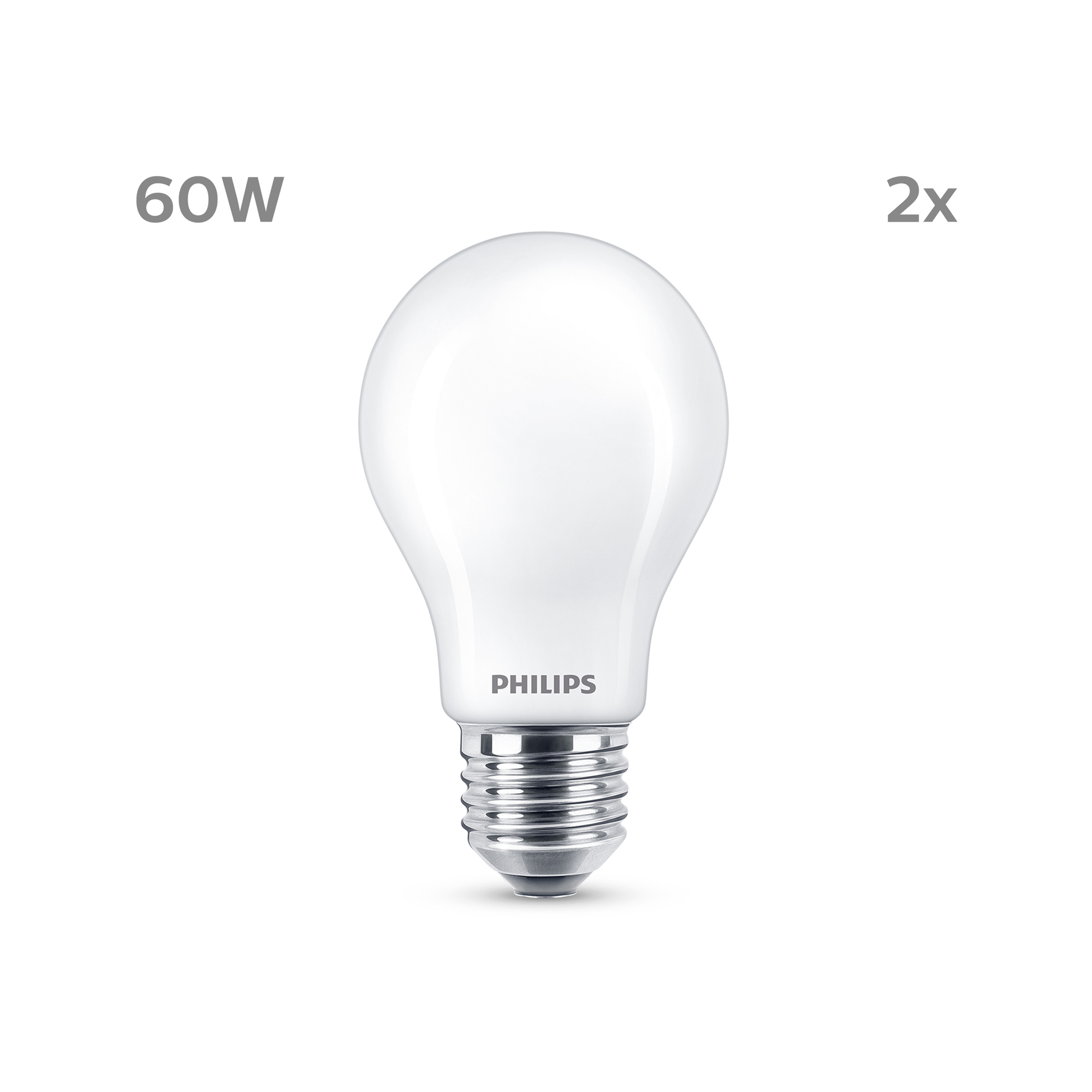 Philips LED Bulb Double Pack 7-60W E27 827 matt 806lm 2700K