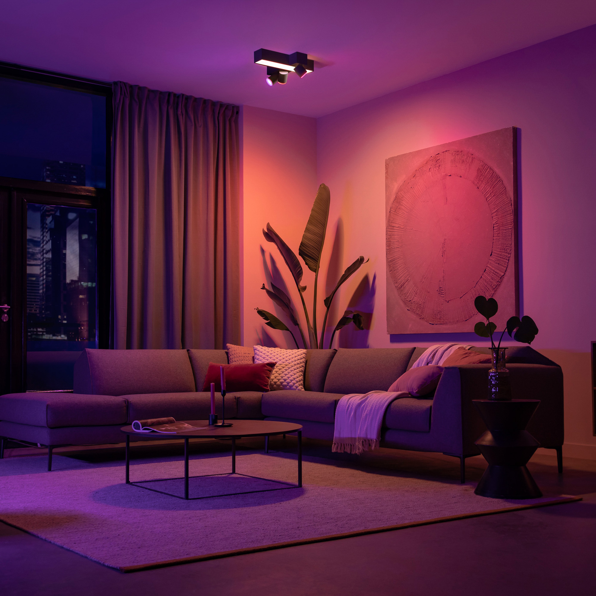 Philips Hue White &amp; Color Ambiance Centris Cross LED Ceiling Light with 3 Spots black 2850lm