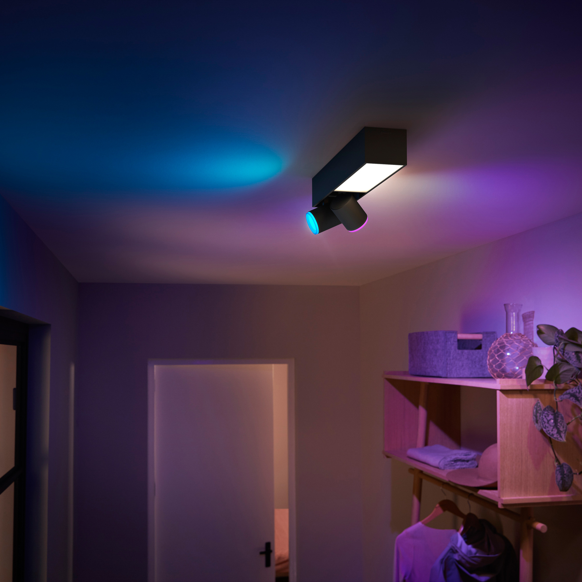 Philips Hue White &amp; Color Ambiance Centris LED Ceiling Light with 2 Spots black 1540lm