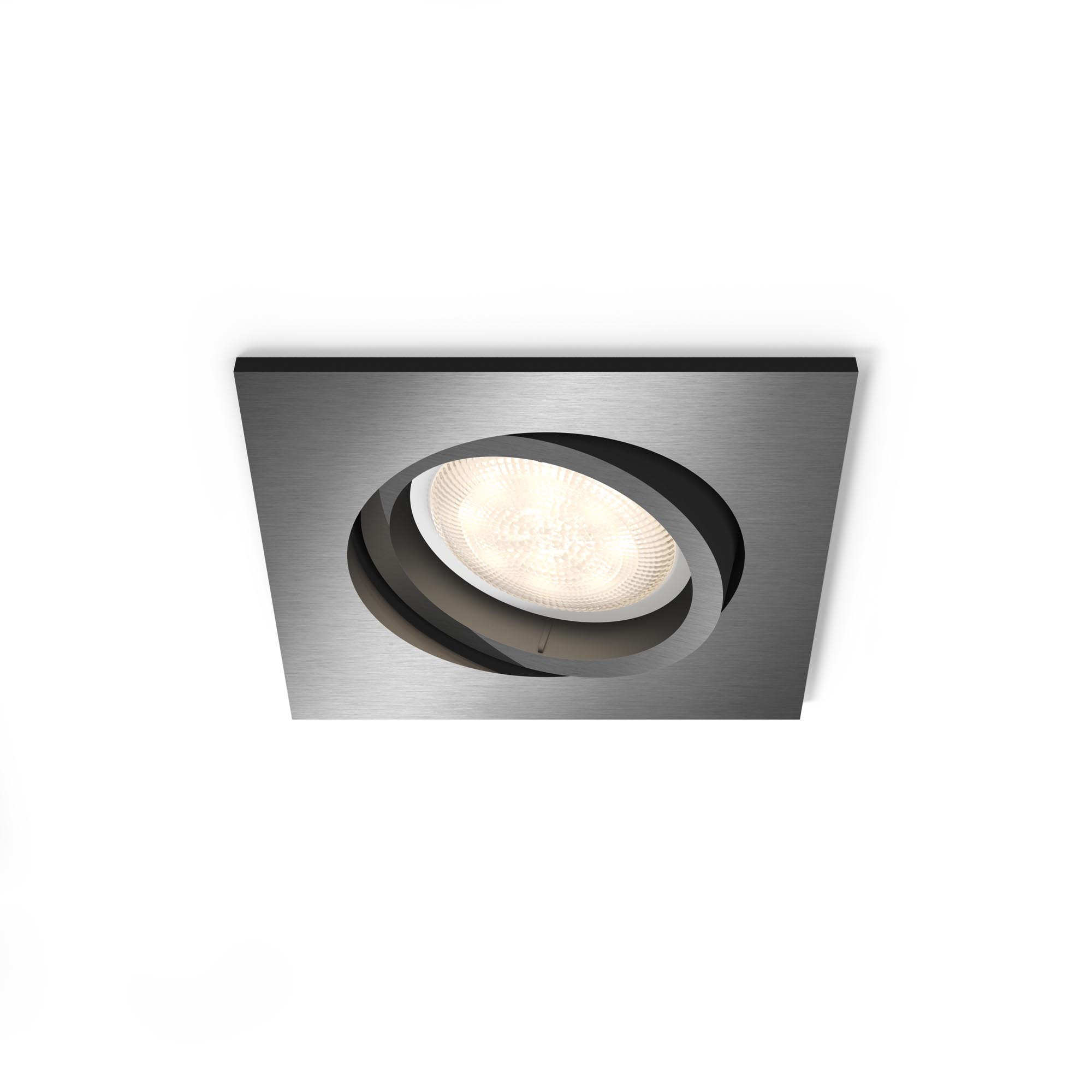 Philips myLiving LED Recessed Spot square Shellbark WarmGlow anthracite 500lm 2700K CRI80