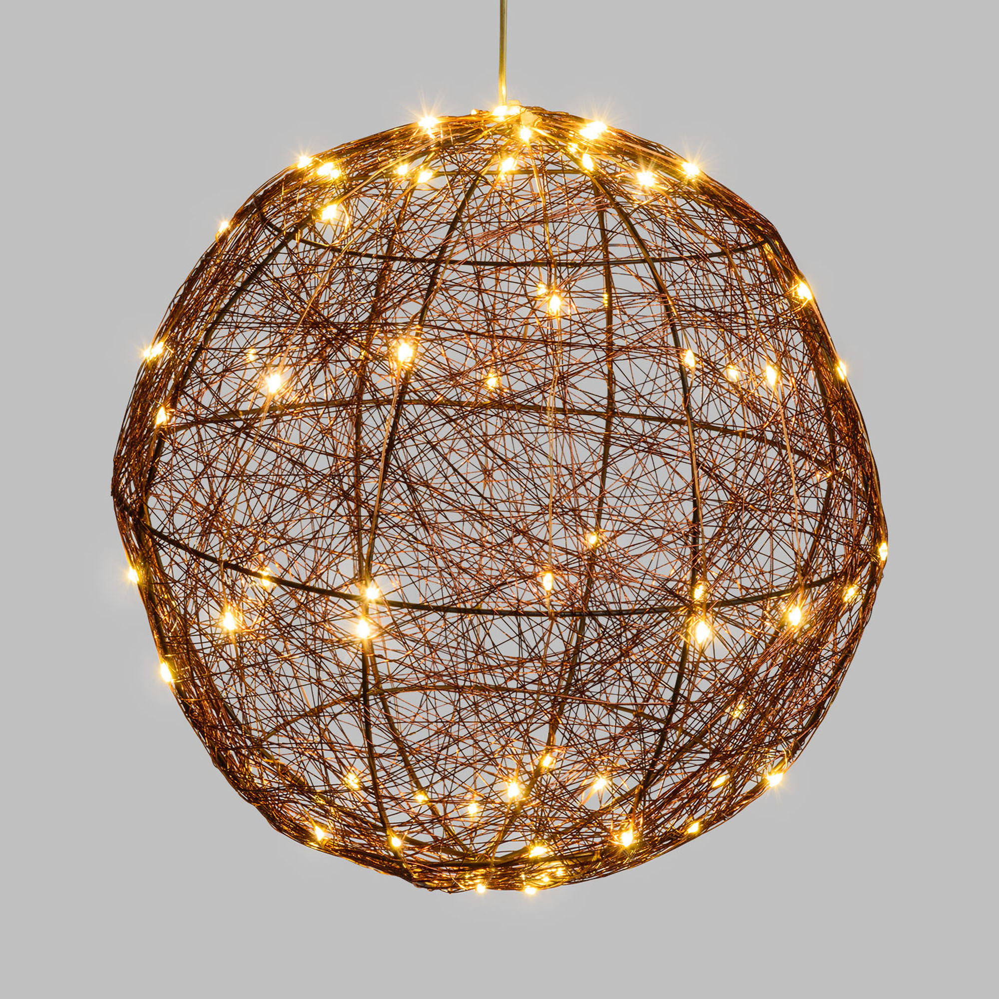 LED Ball, 160 warm white LEDs, Copper-coloured Metal Frame