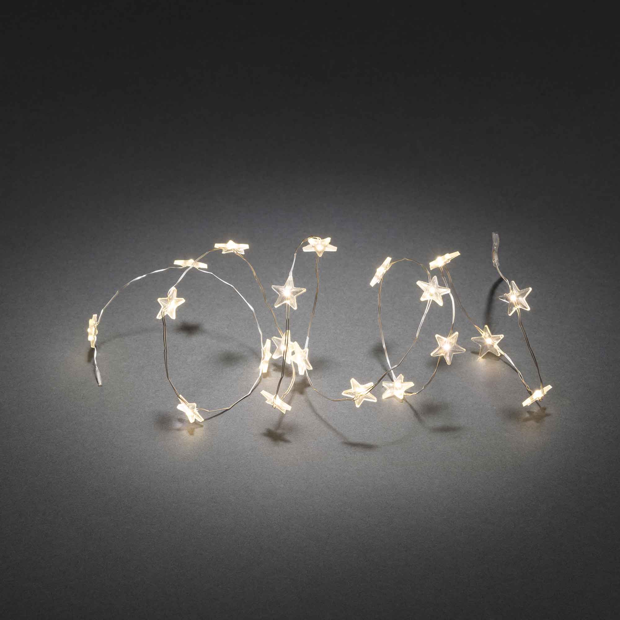 Decorative LED light set with 20 transparent stars