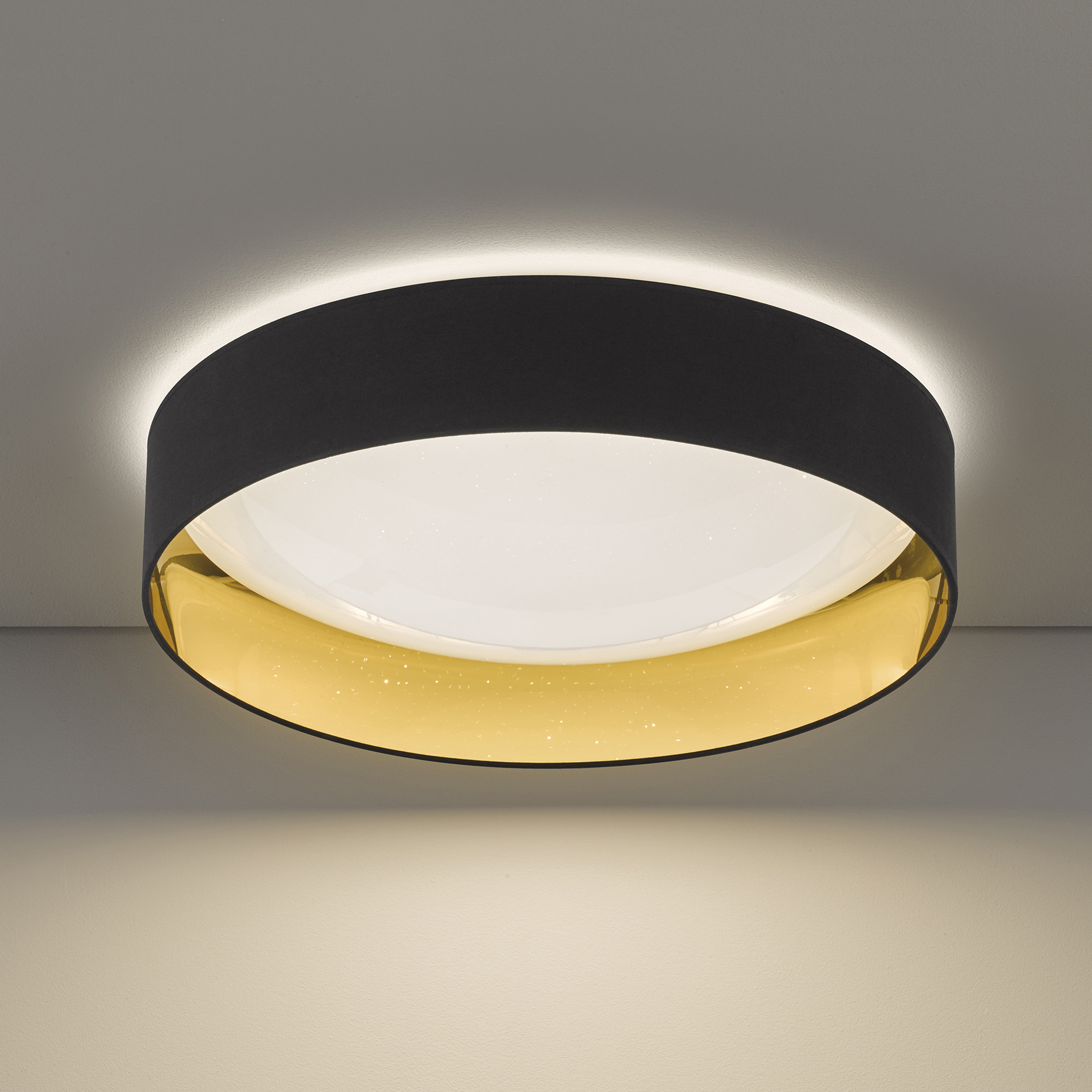 Fischer & Honsel LED Ceiling Luminaire Sete black-gold 60cm 3500lm 3000K CRI80