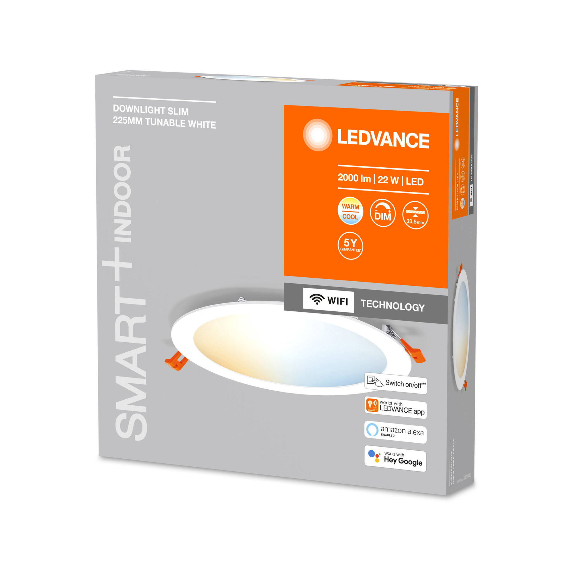 LEDVANCE SMART+ WiFi Tunable White LED Recessed Downlight SLIM 225mm white 2000lm