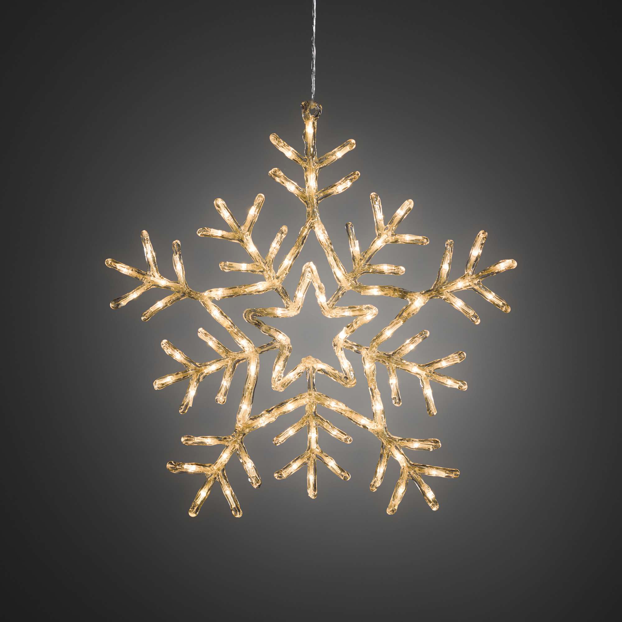 LED Acrylic Snowflake warm white, 90 LEDs, with 8 Functions