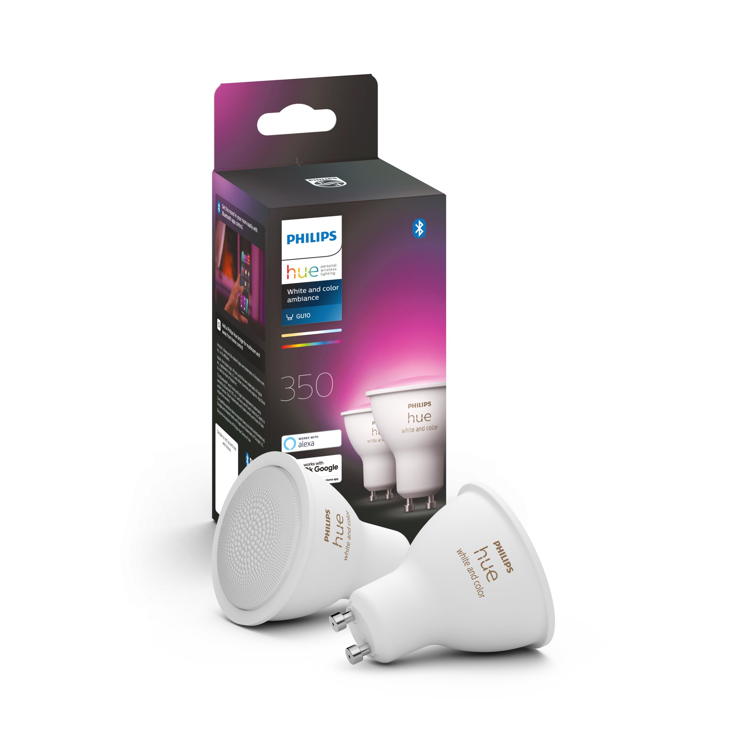 Philips Hue White and Color Ambiance LED Spot GU10 Double Pack 230lm