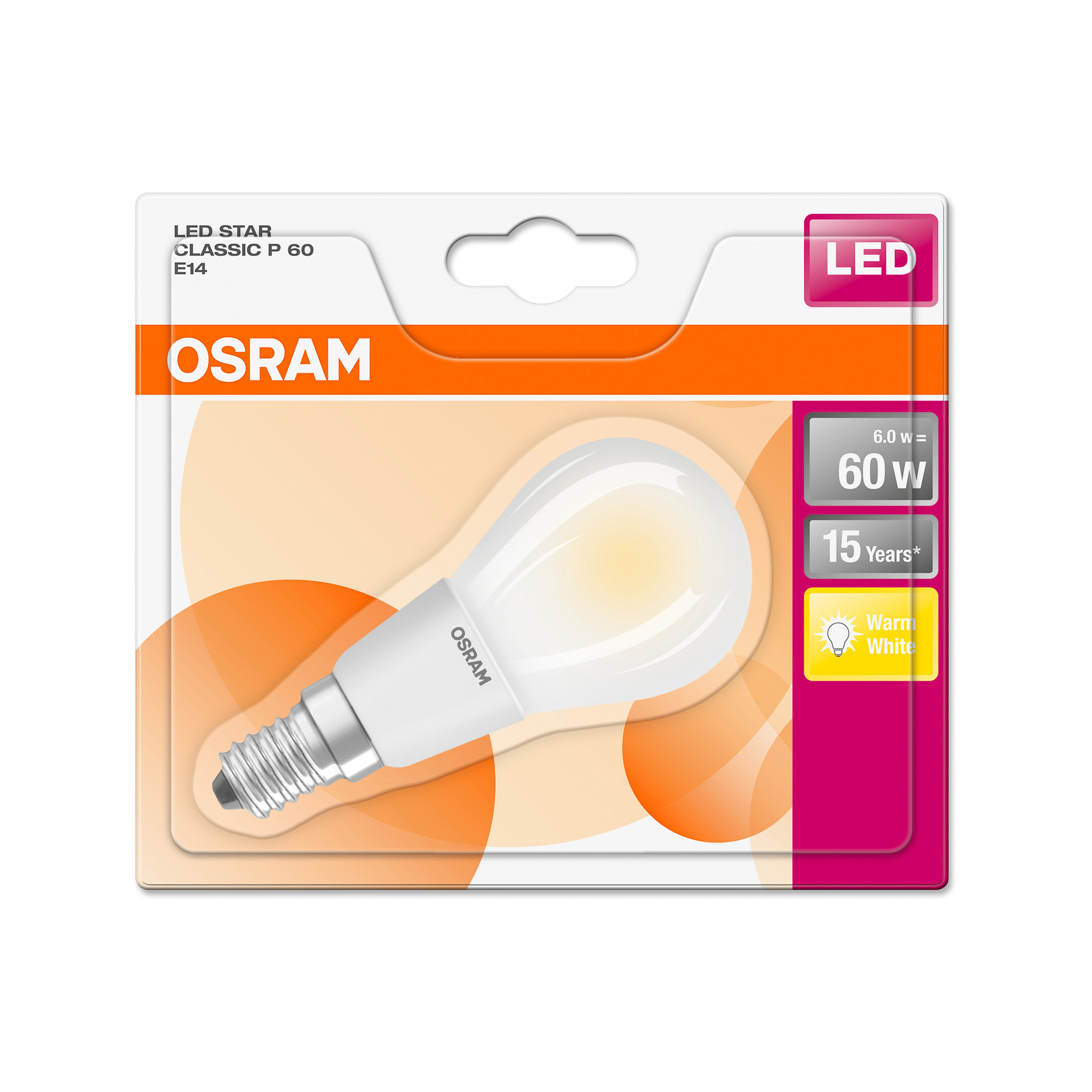 Osram LED STAR RETROFIT diffuse CLP 60 6W 827 E14 non-dim 2700K 806lm