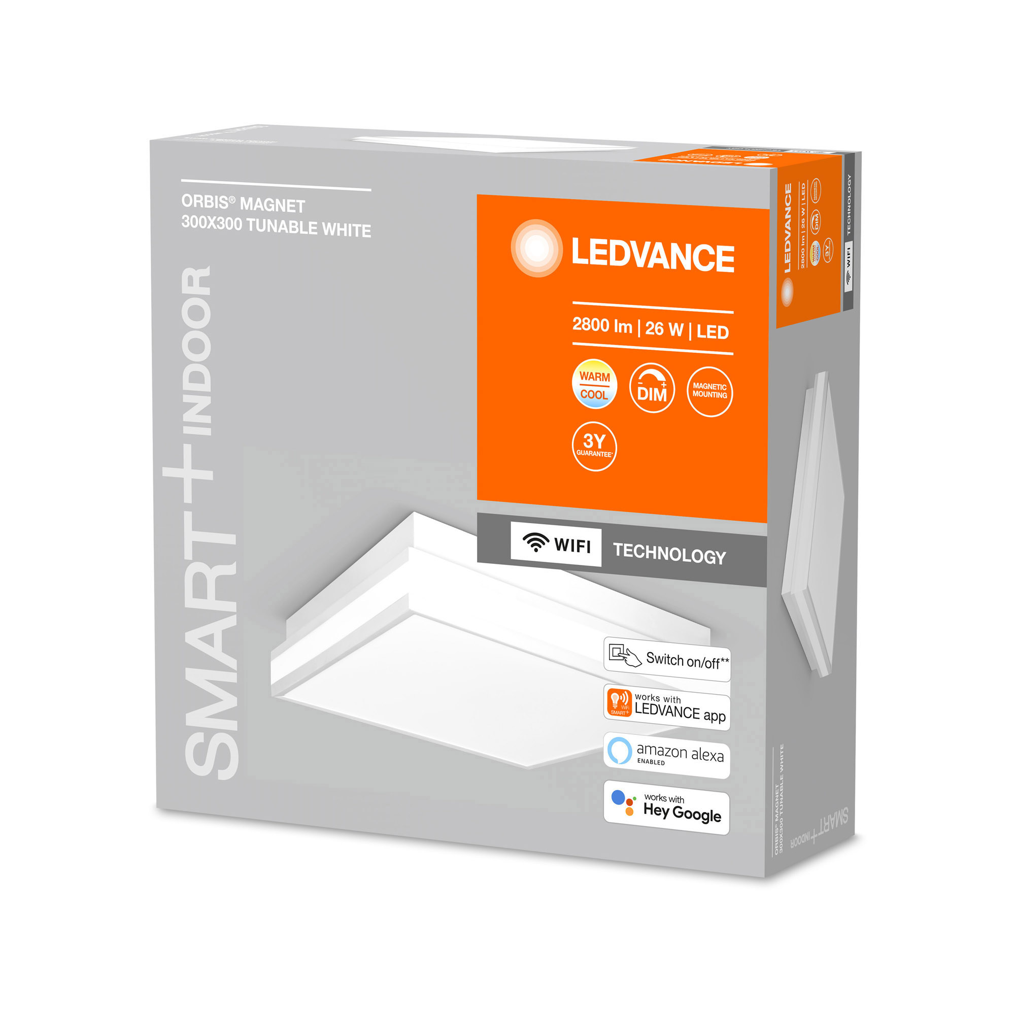 LEDVANCE SMART+ WiFi Tunable White LED Ceiling Light ORBIS MAGNET 300x300mm white 2500lm