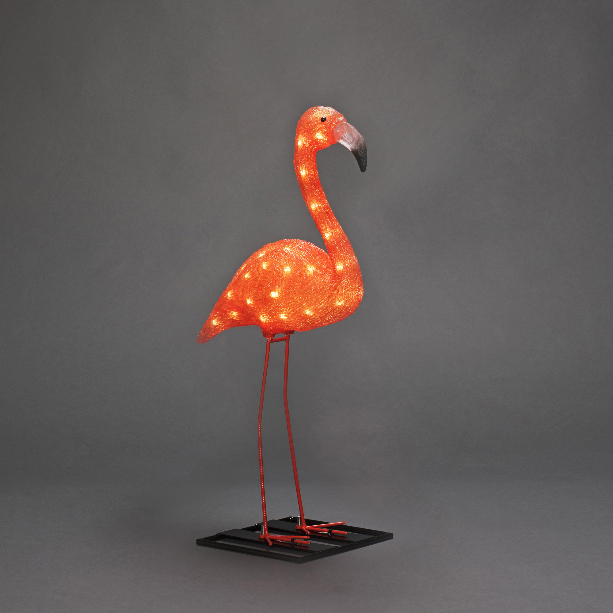 LED Acrylic Flamingo, 48 amber LEDs