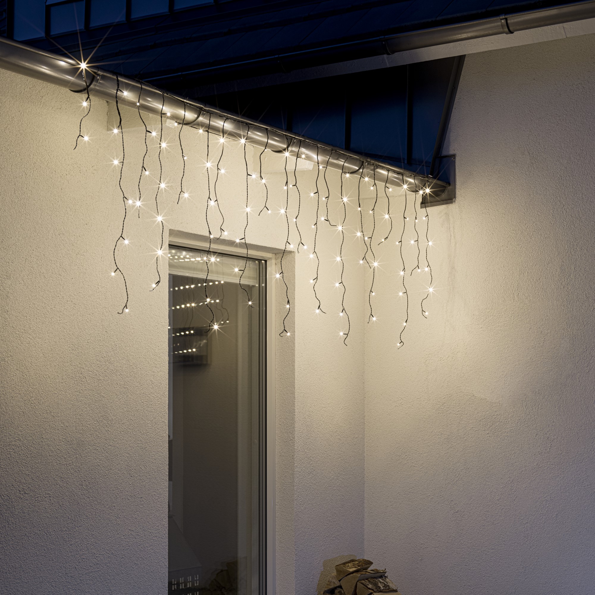 Konstsmide LED System 31V, LED Ice Rain Light Curtain frosted, 100 warm white LEDs, IP44