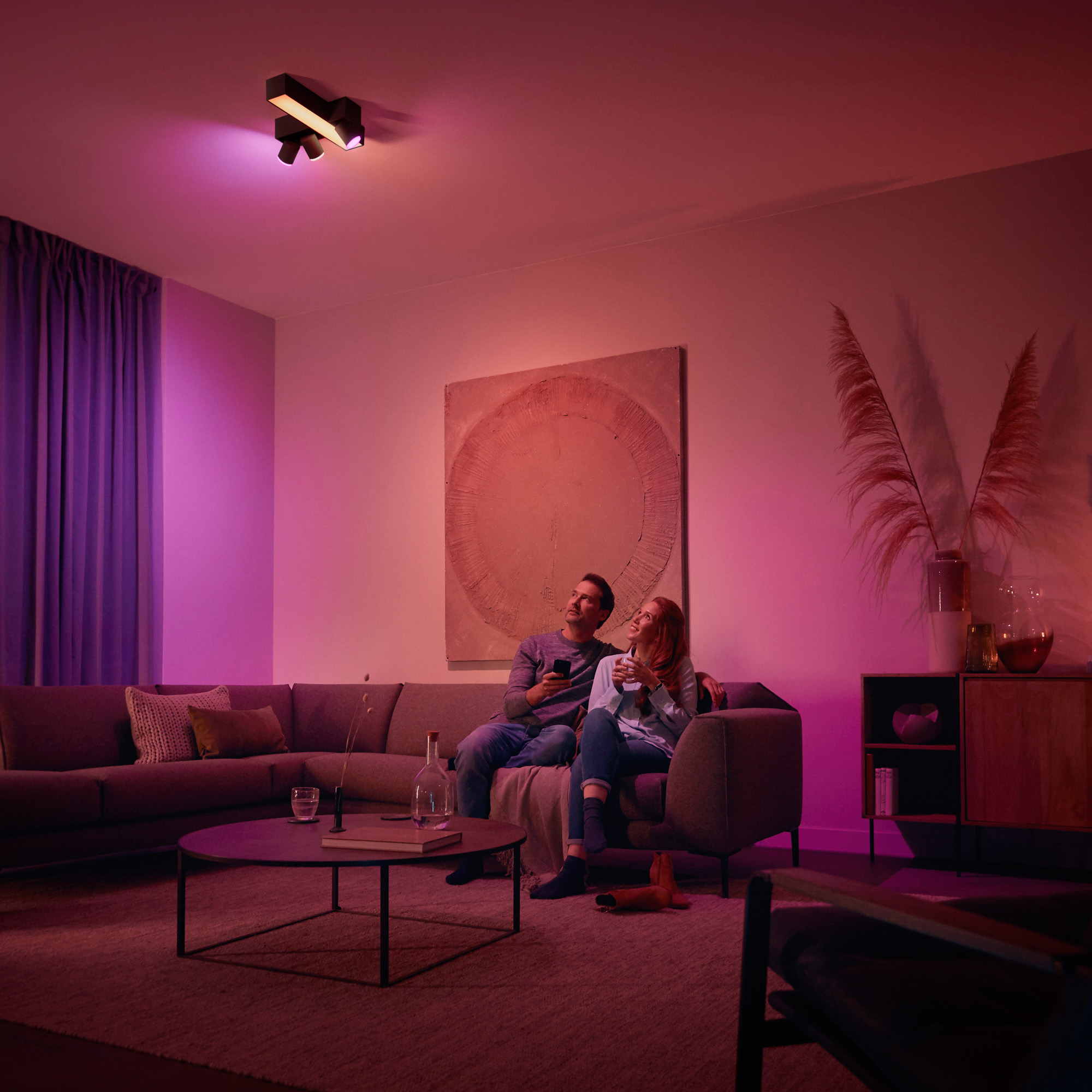 Philips Hue White & Color Ambiance Centris Cross LED Ceiling Light with 3 Spots black 2850lm