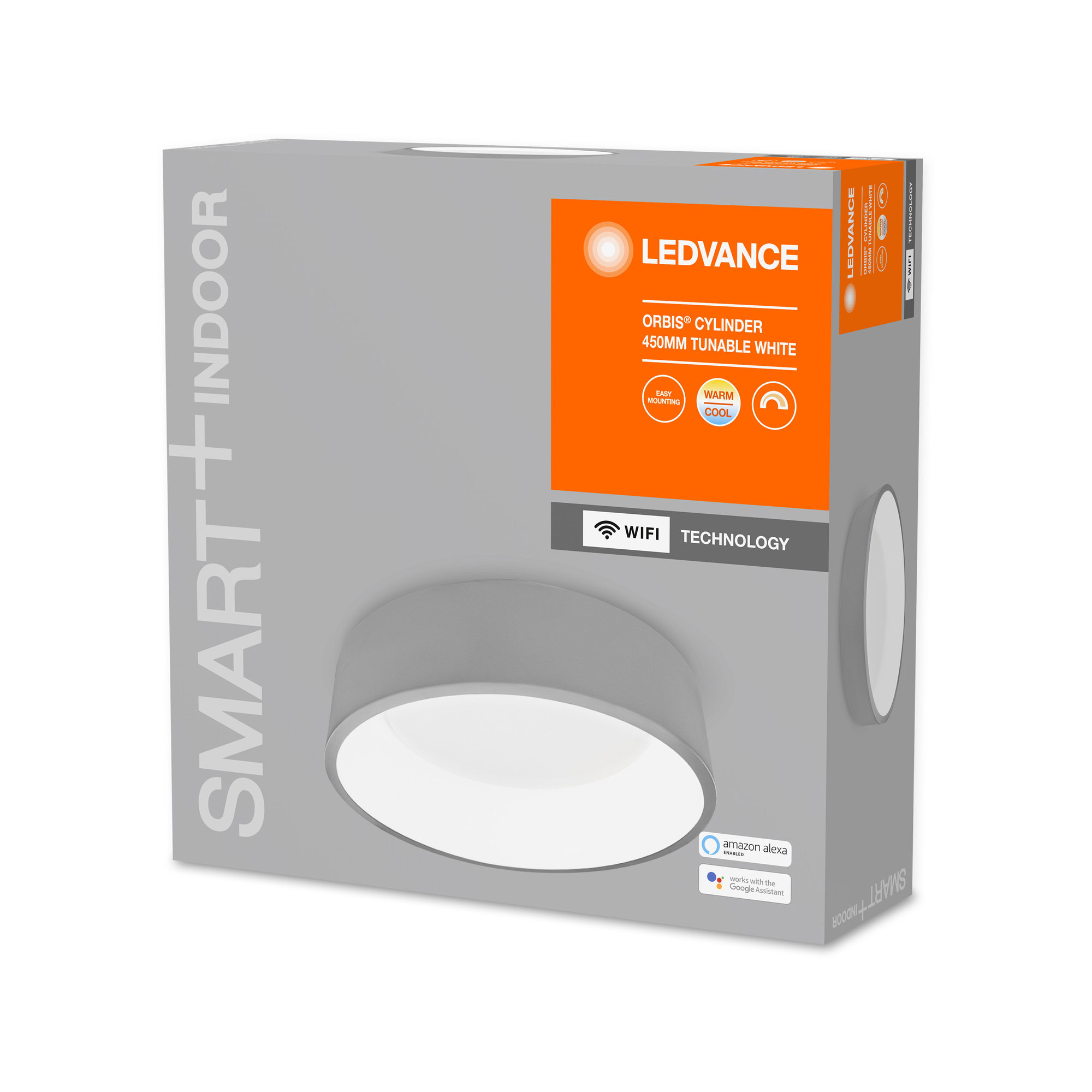 LEDVANCE SMART+ WiFi Tunable White LED Ceiling Light ORBIS Cylinder 450mm grey 2800lm