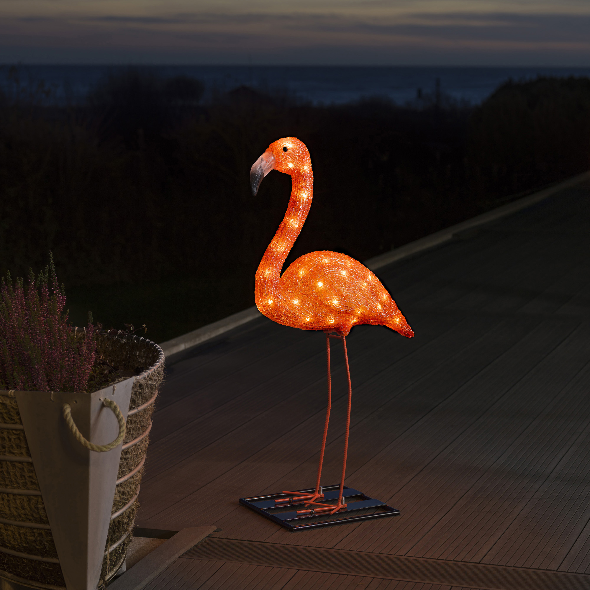 LED Acrylic Flamingo, 48 amber LEDs
