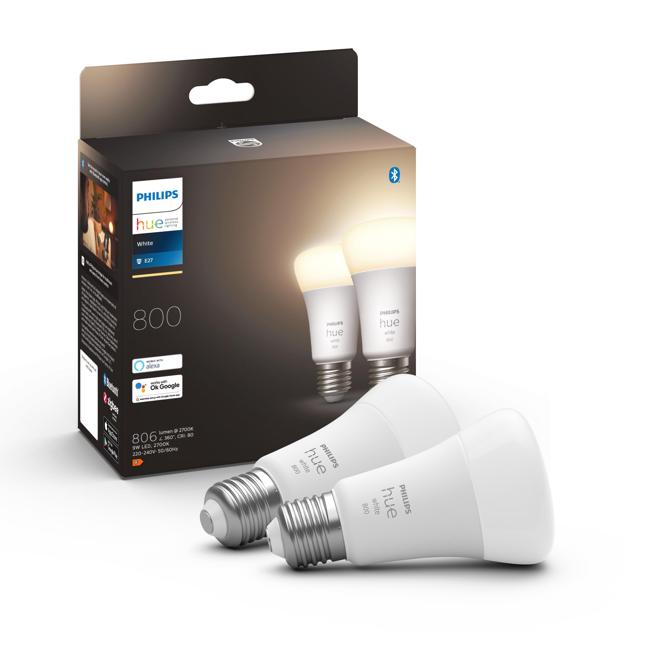 Philips Hue White LED E27 Double Pack 800lm