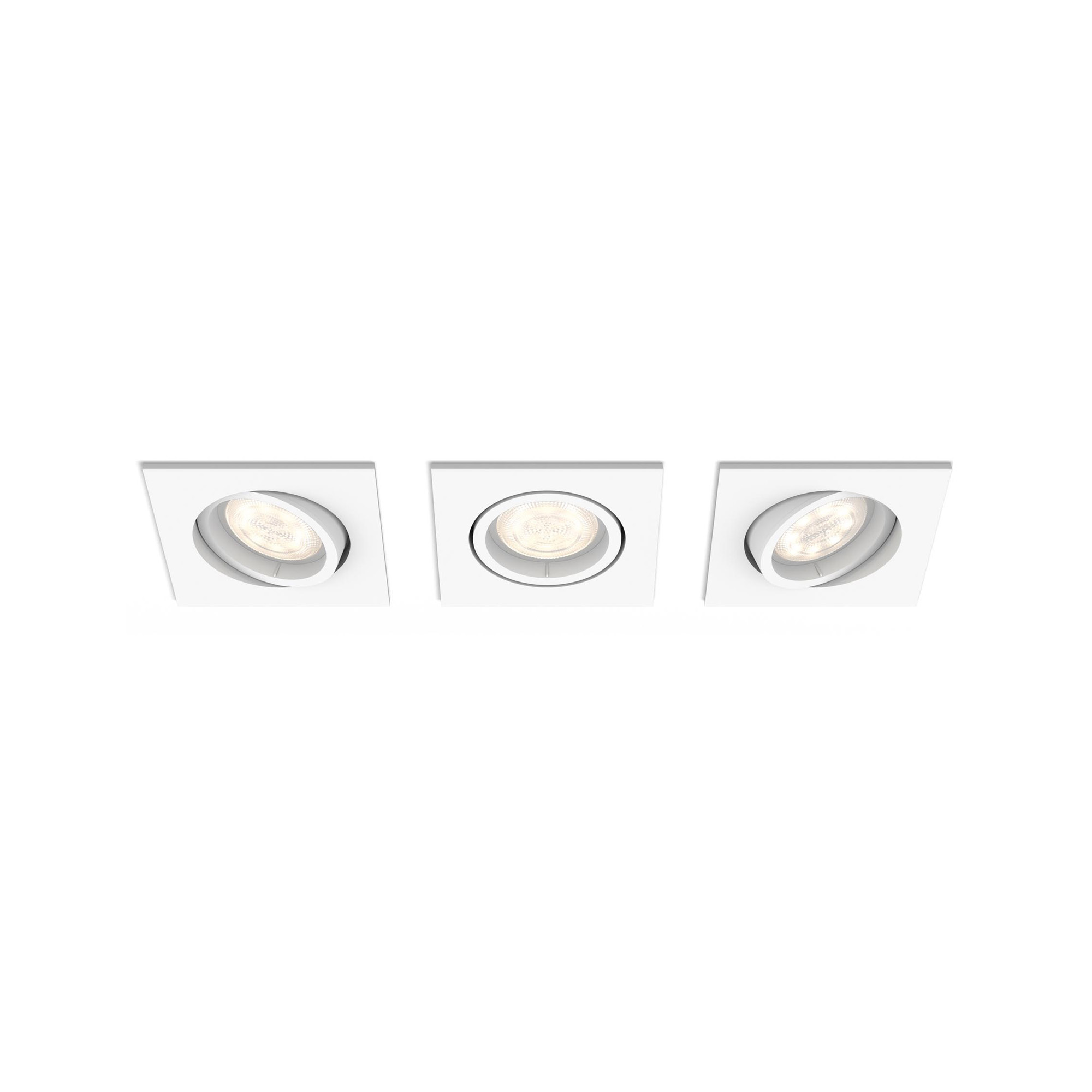 Philips myLiving LED Recessed Spot square Shellbark Set of 3 WarmGlow white 1500lm 2700K CRI80