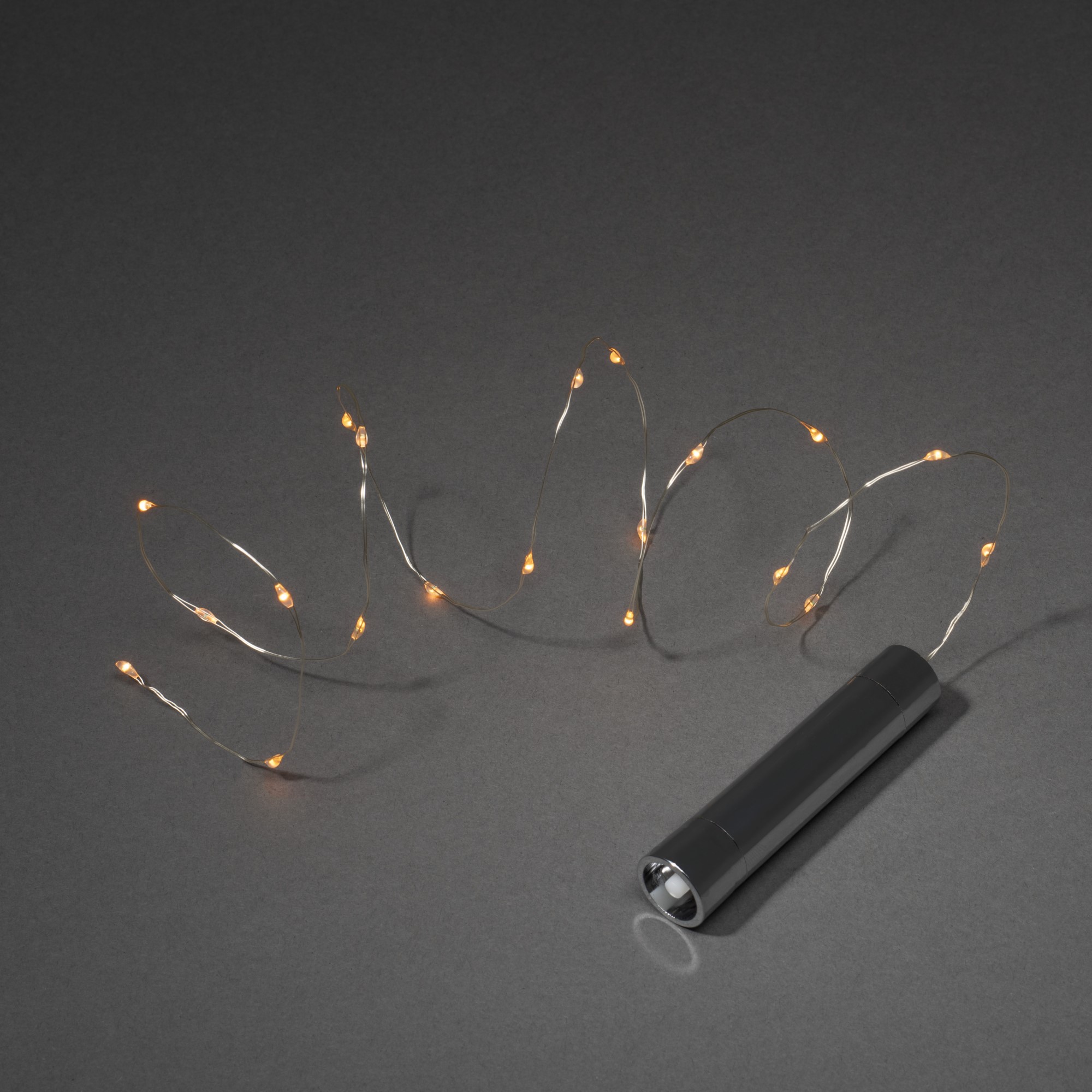 Konstsmide LED Micro Light Chain for Bottles, 20 amber LEDs, battery operated