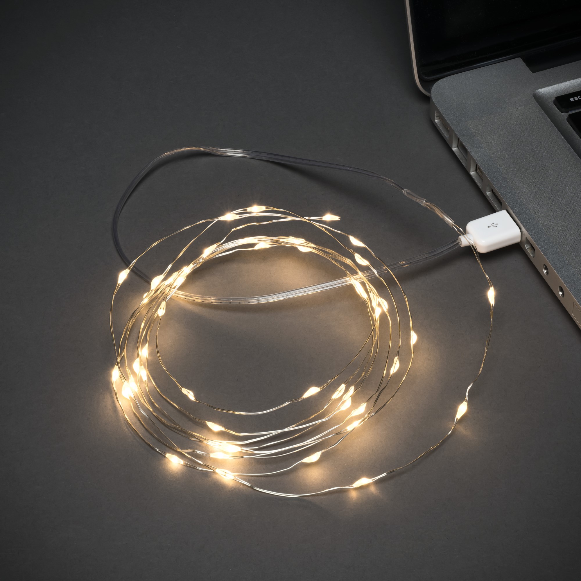 Konstsmide LED Micro Light Chain, USB Connection, 100 amber LEDs, 4,95m, IP20