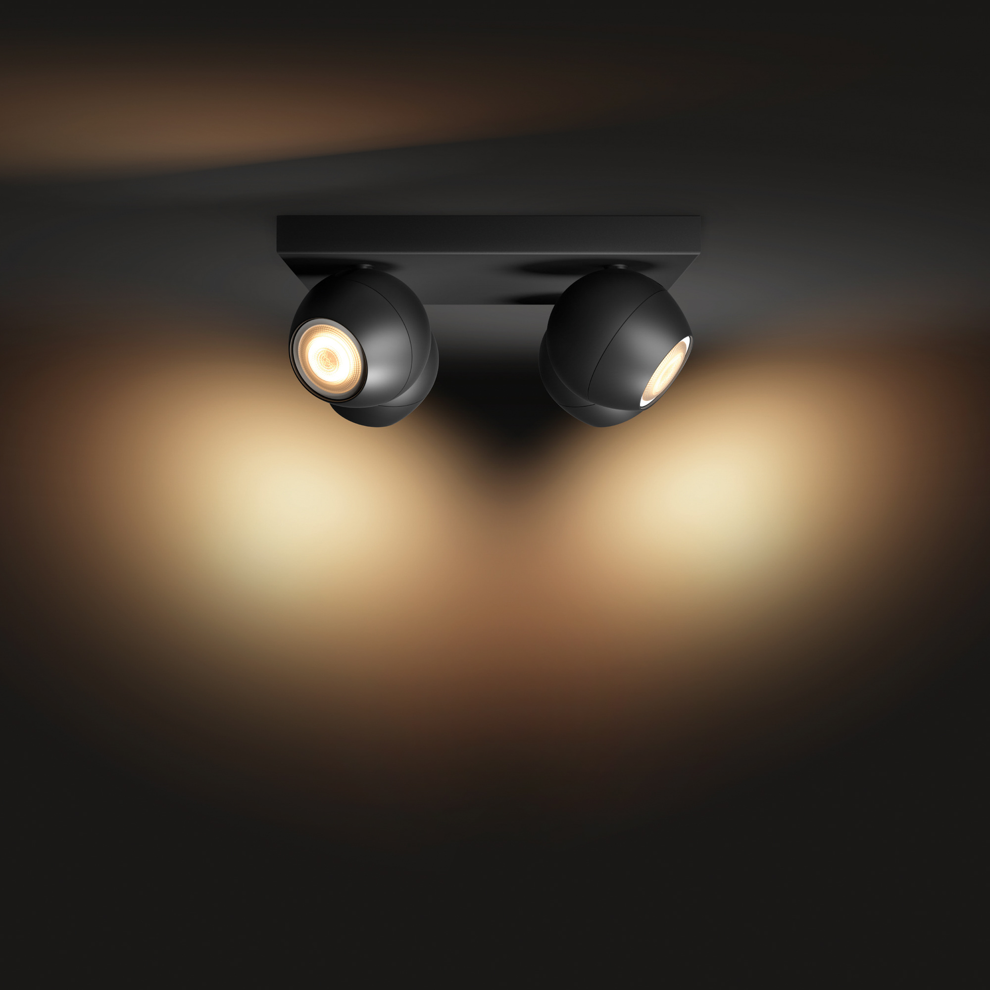Philips Hue White Ambiance Buckram LED Spotlight four-flamed black 4x 350lm incl. Dimmer Switch