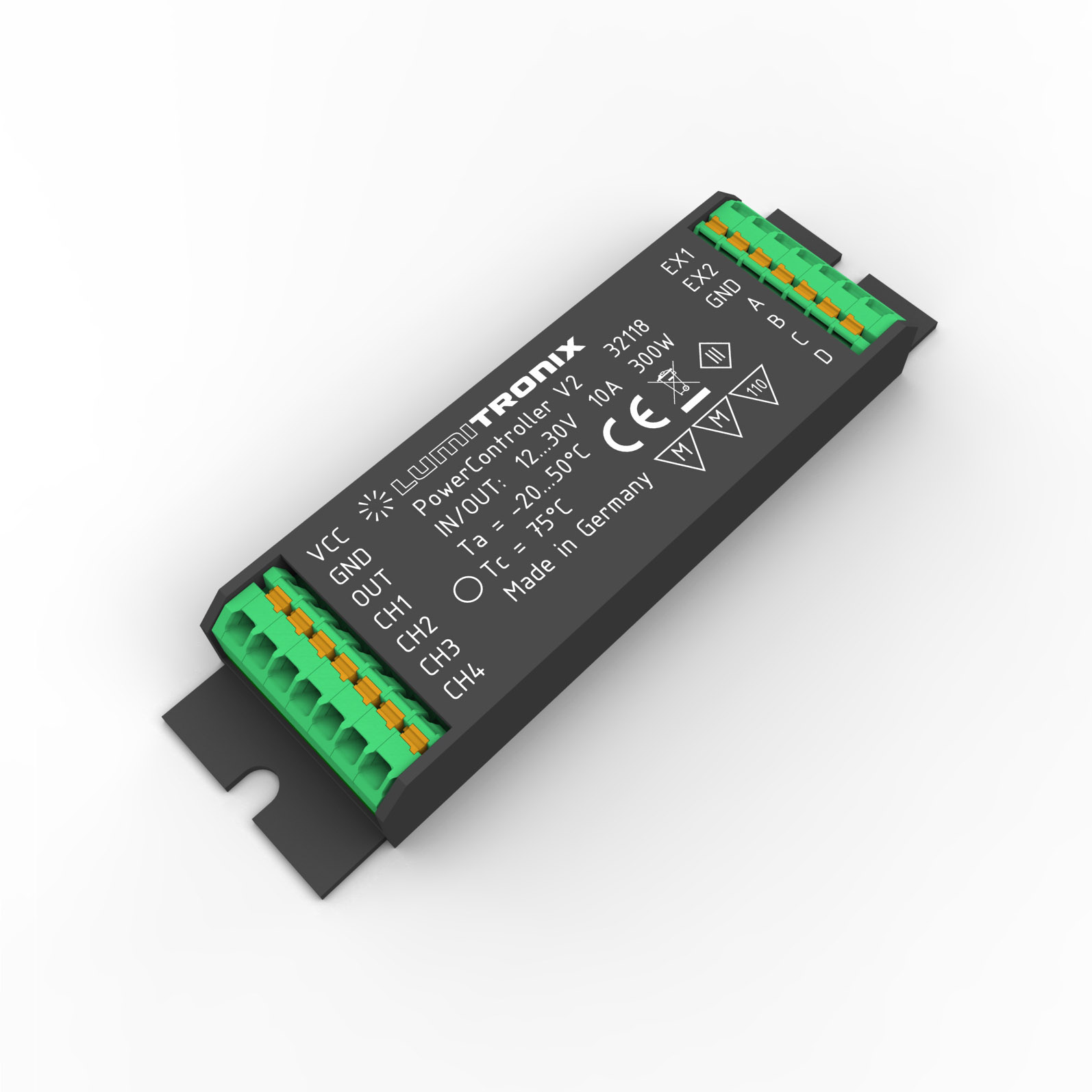 PowerController V2 Light Control Unit 1- 4 control channels for Tunable White, RGBW or single color for 10-30VDC up to 300W
