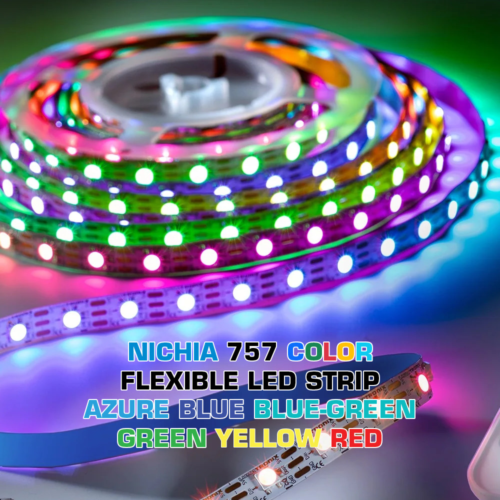 Build Your Own Flexible Color LED Strips, Made in Germany, Nichia 757 LEDs, 12/24/48V, up to 50m length & 5-20mm width