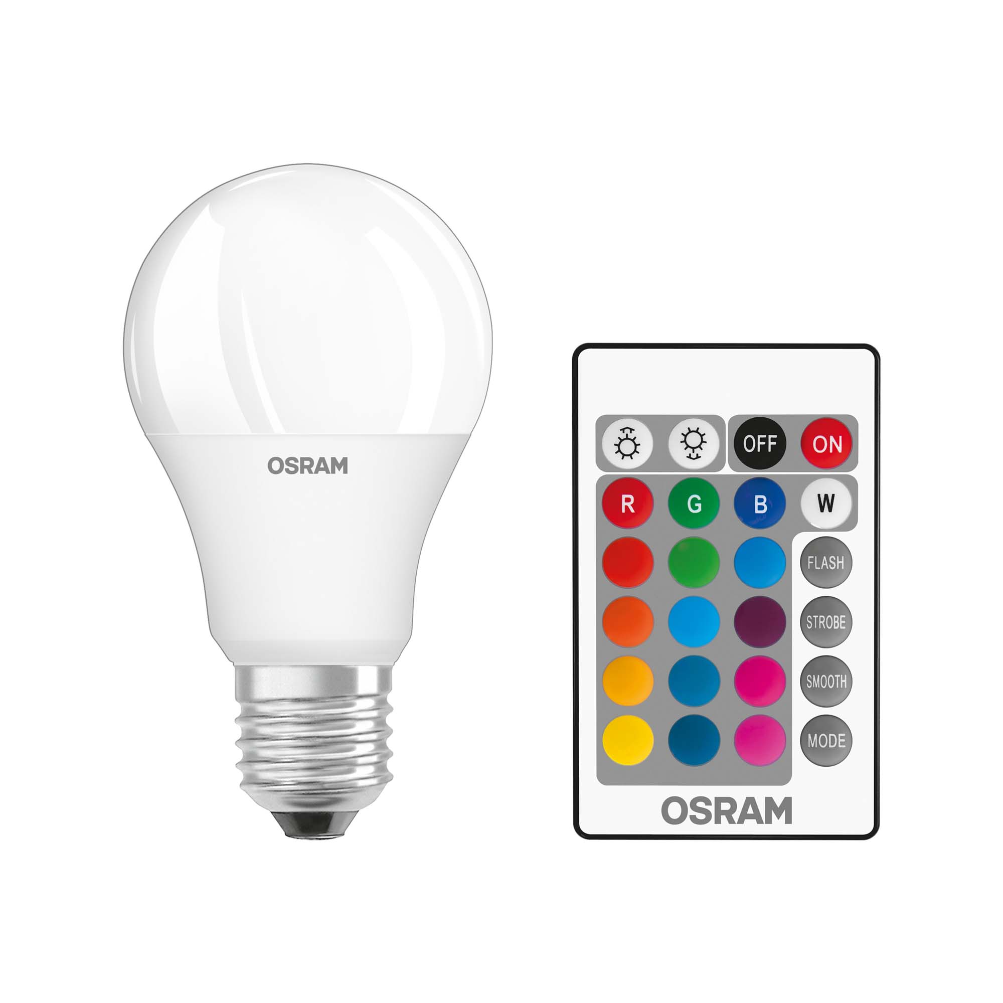 Osram LED STAR+ CL A RGBW E27 60 9W remote control 827 806lm