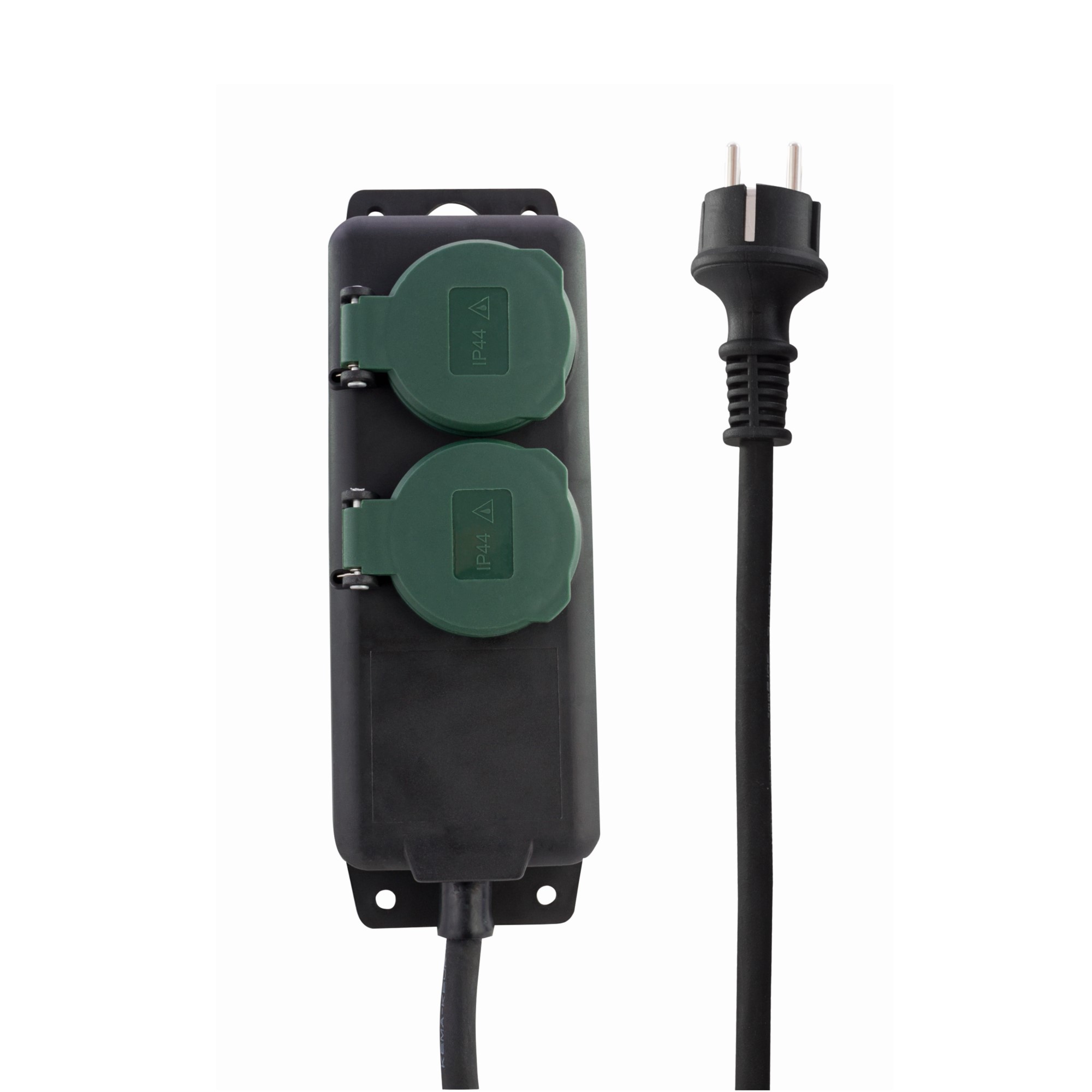 REV Outdoor Multiple Socket Outlet, 2-fold, 1.4m, green-grey, IP44