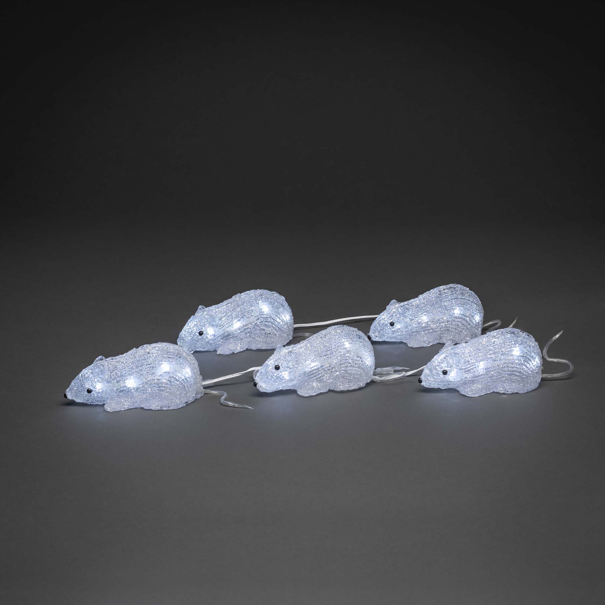 Konstsmide LED Acrylic Mice Set of 5 40 cool white LEDs