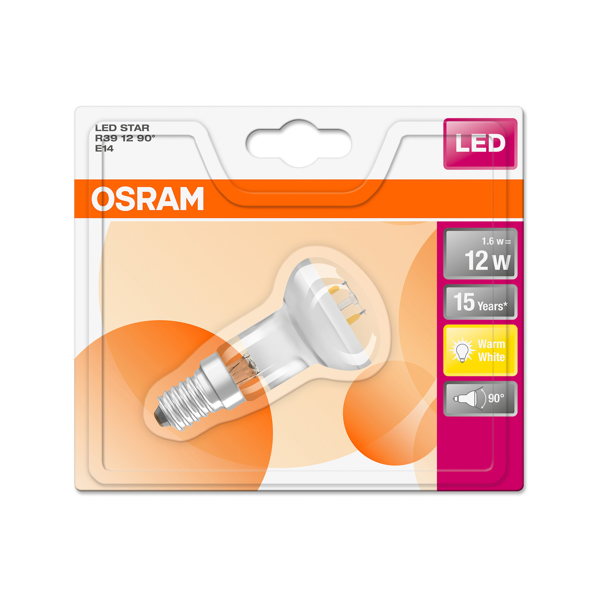 Osram LED STAR R39 25 non-dim 1,6W 827 E14 2700K 110lm