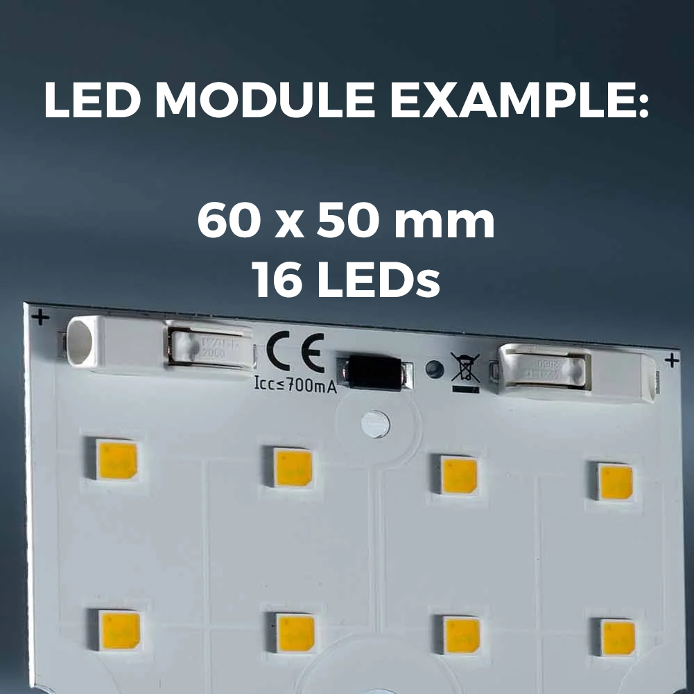 Build Your Own Compact Plug & Play Nichia 757 Color LED Modules, Made in Germany, 30-150mm length & 5-150mm width
