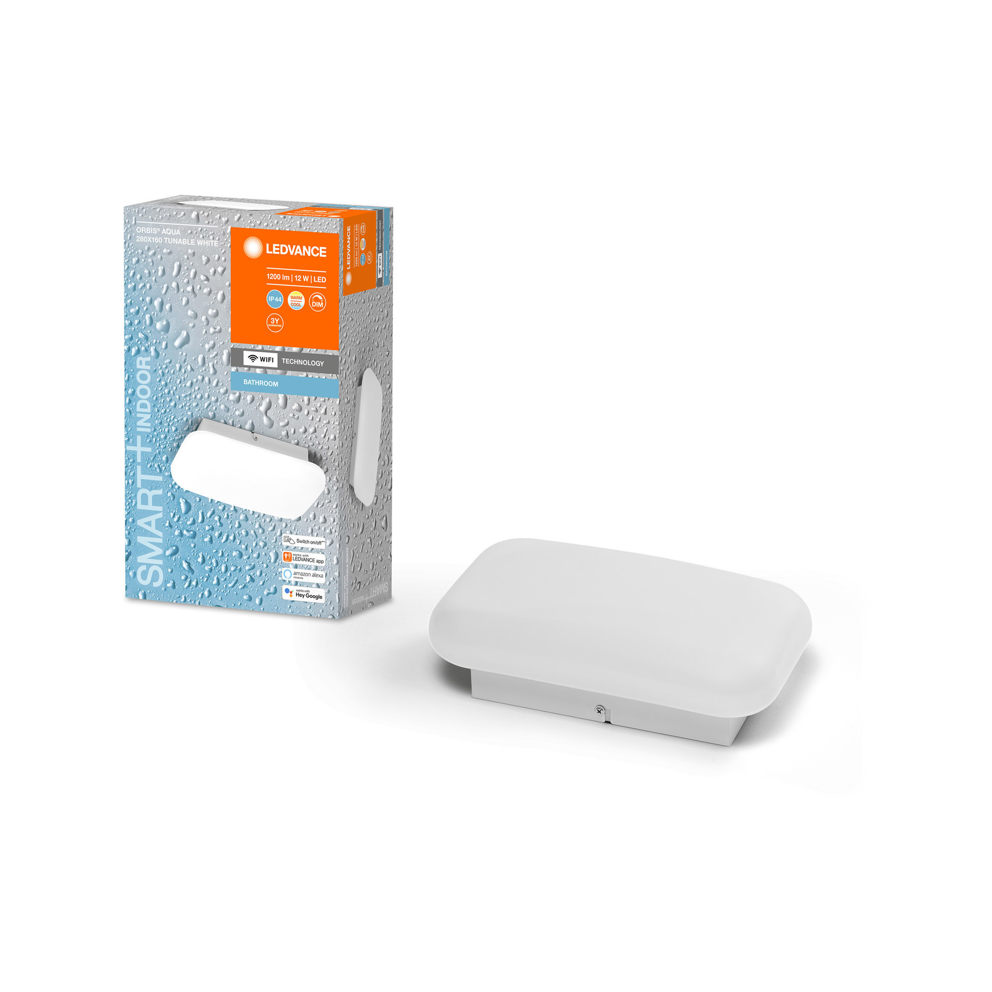 LEDVANCE SMART+ WiFi Tunable White LED Wall Light ORBIS Aqua 280x160mm IP44 white 1200lm