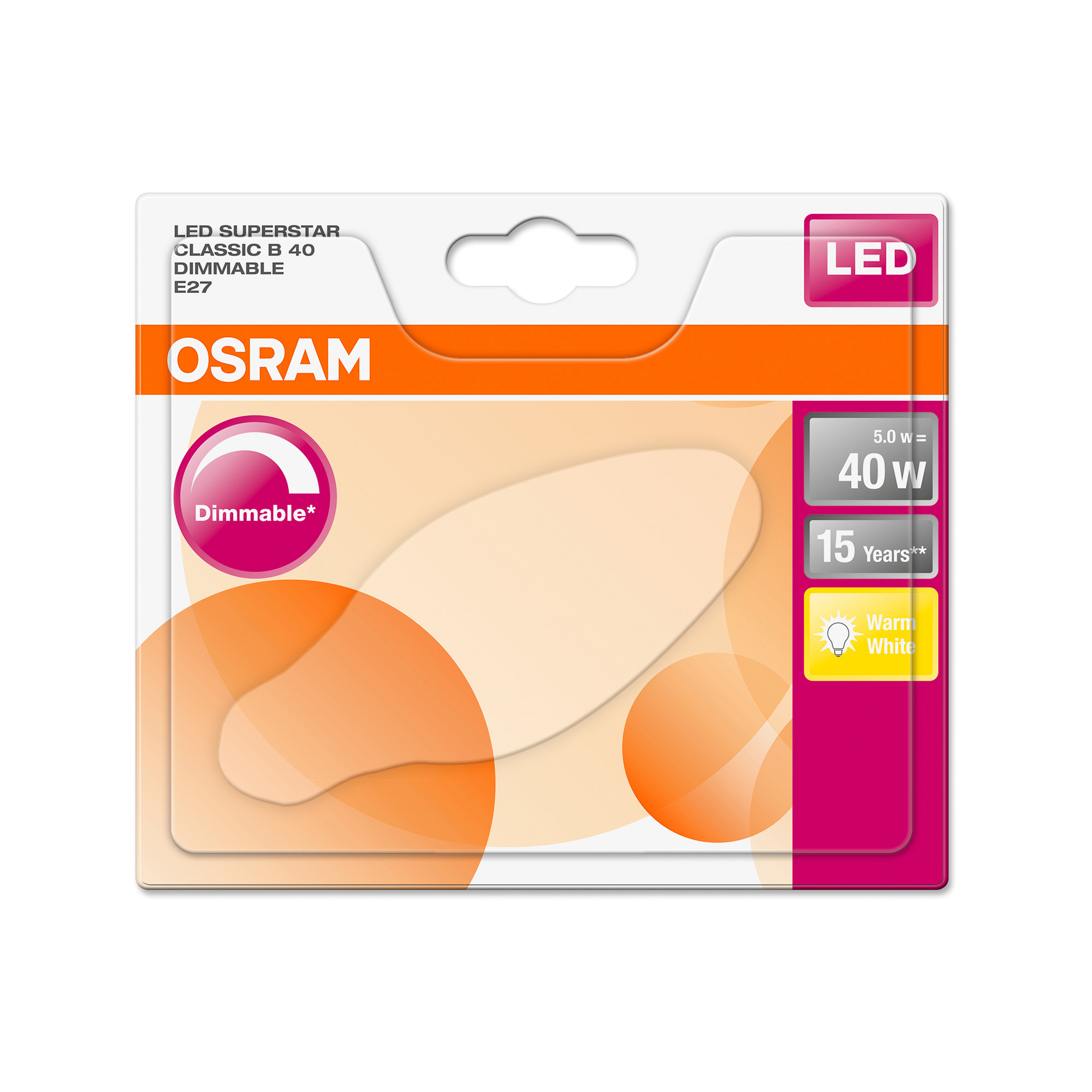 Osram LED SUPERSTAR RETROFIT diffuse DIM CLB 40 5W 827 E14 2700K 470lm