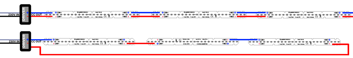 24V LED strips connected in parallel - How should the data line be connected?  - Electrical Engineering Stack Exchange