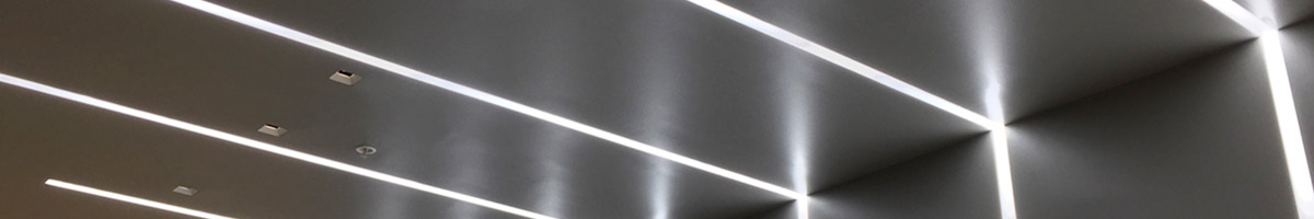 Linear light fixture with LED strips lighting guide 